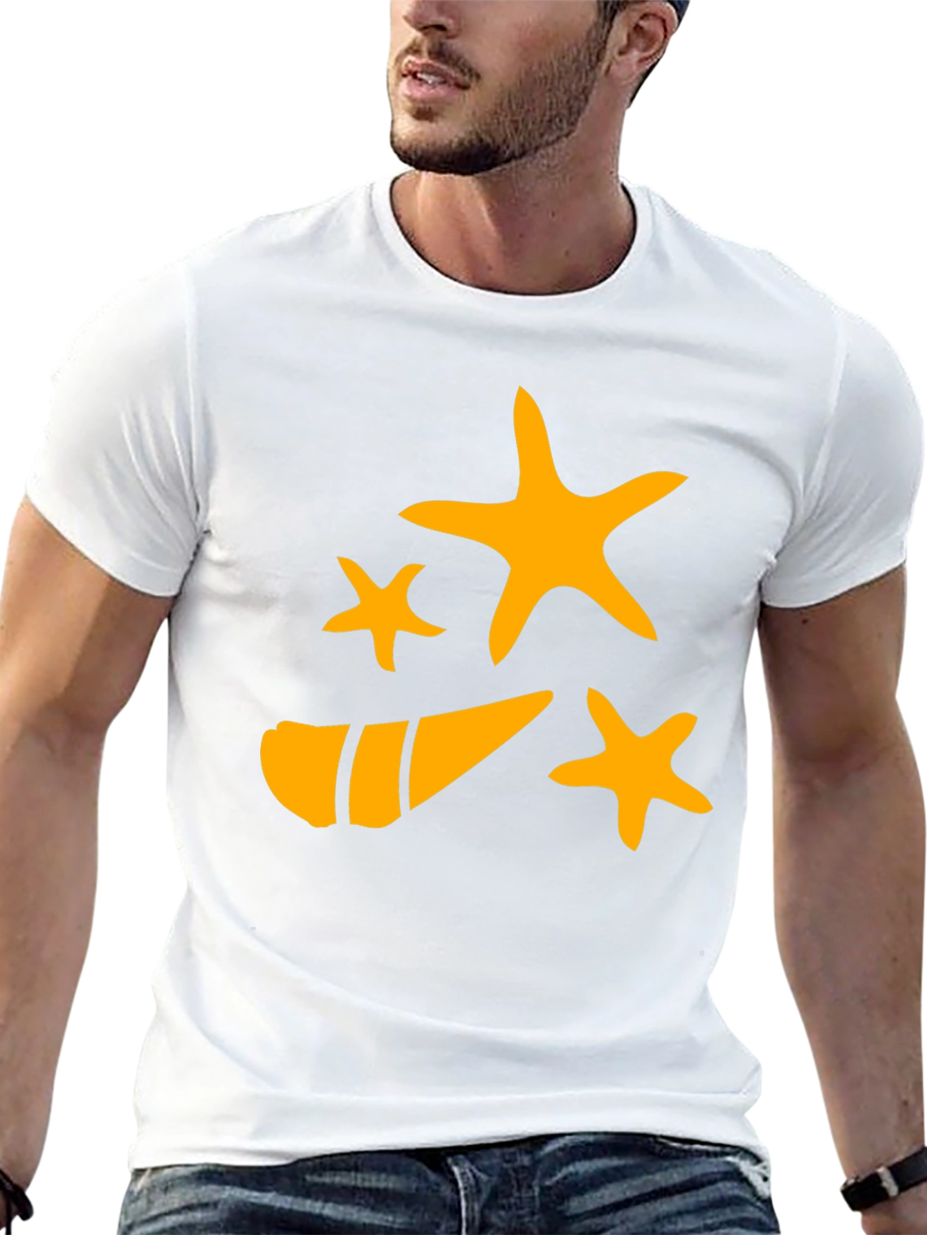 Starfish and Shell Graphic Tee - Black