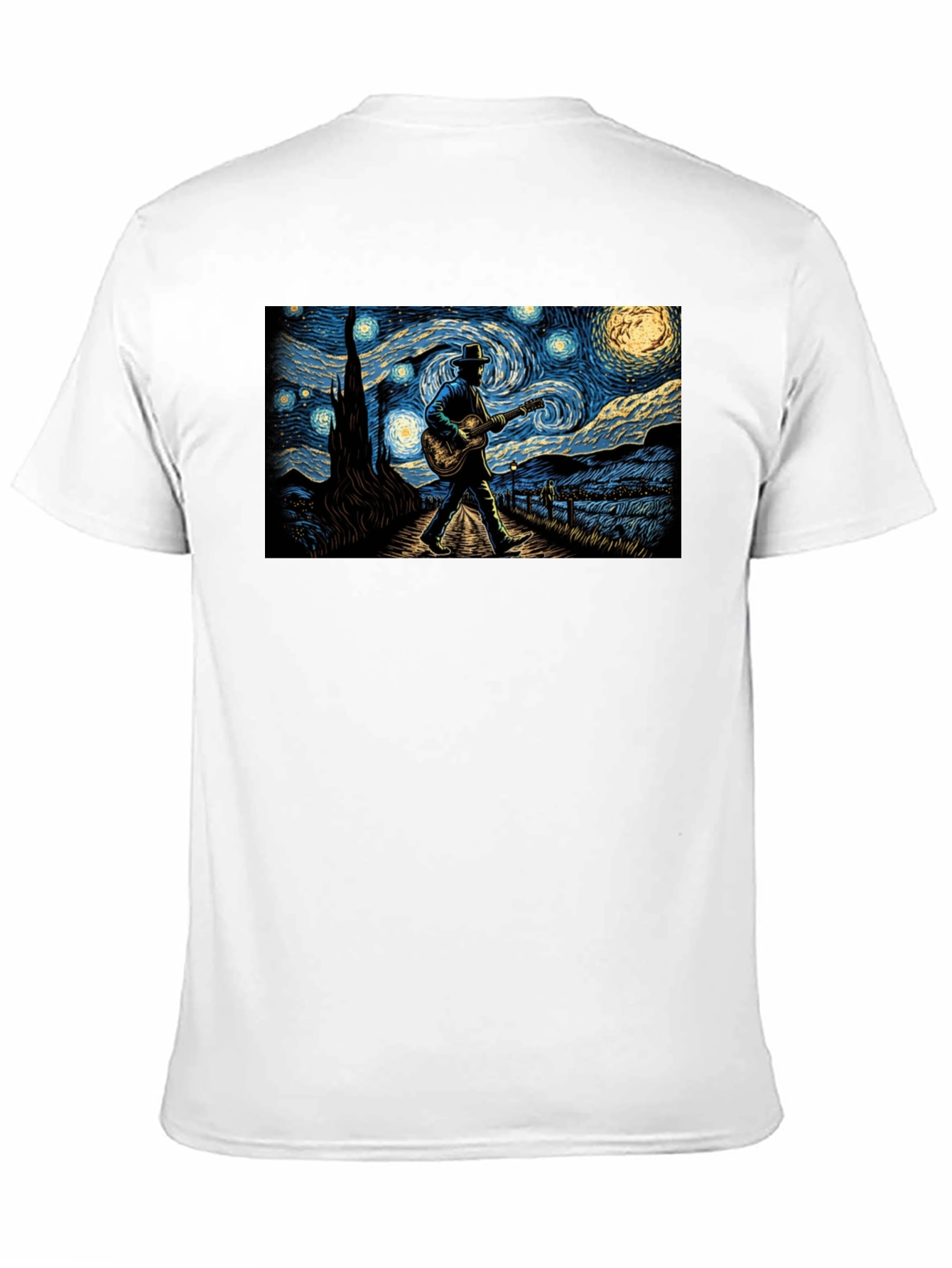 Starry Night Guitar Player Graphic Tee