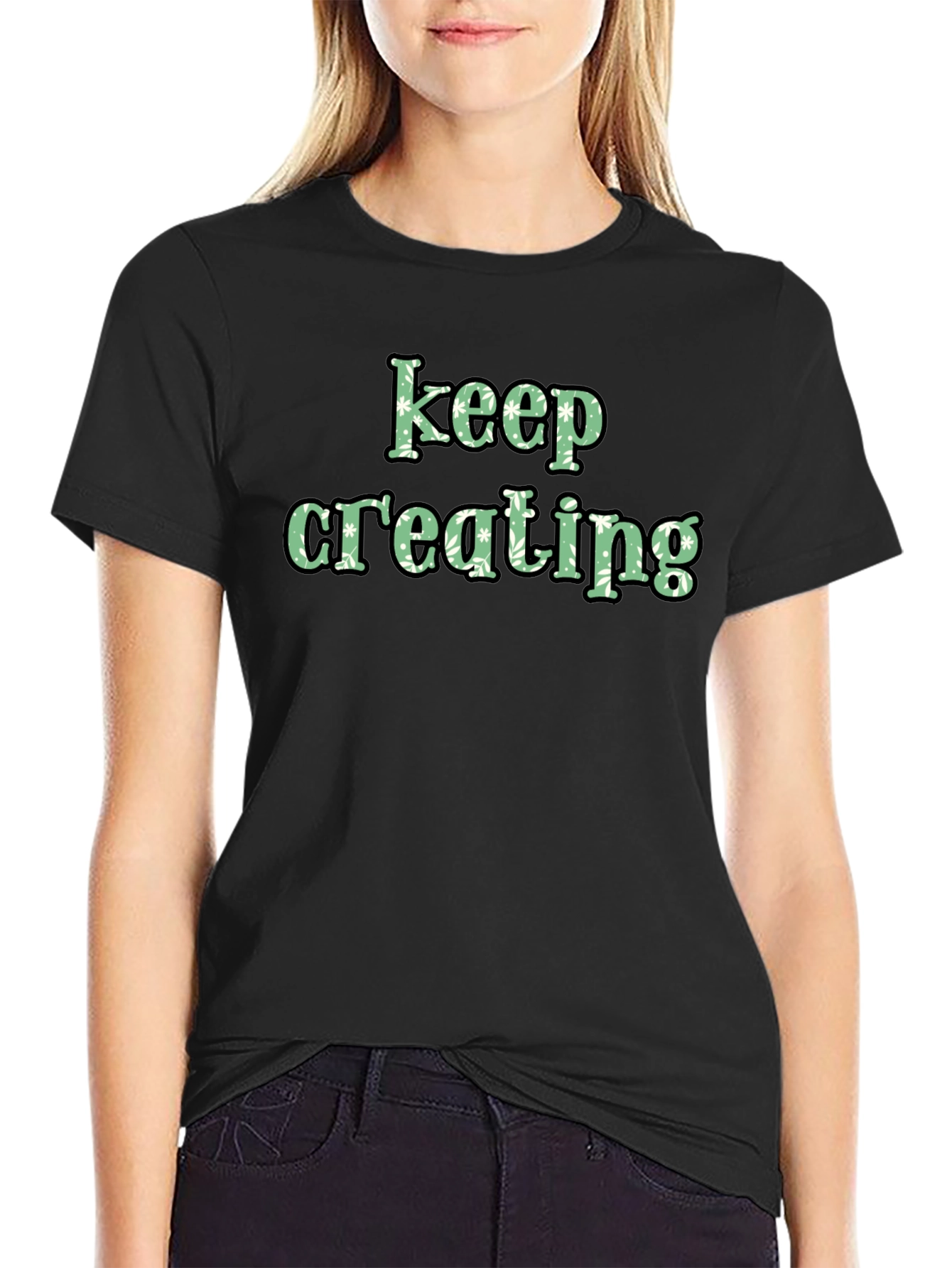 Keep Creating Black Graphic Tee
