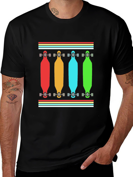 Retro Skateboard Graphic Tee - Colorful 70s Style