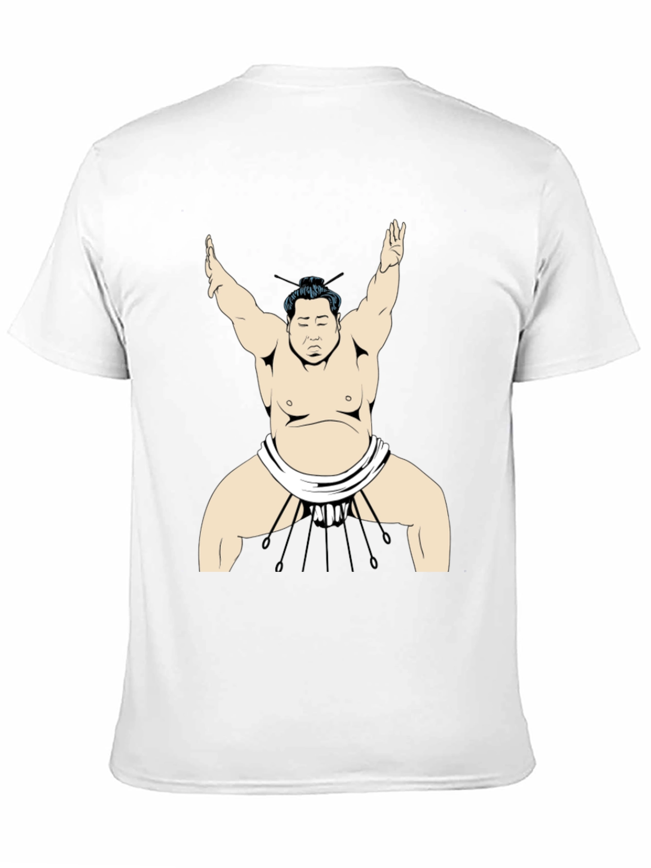 Sumo Wrestler Graphic Tee - Black Cotton T-Shirt
