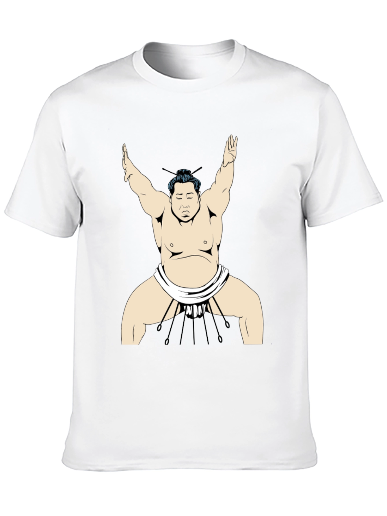 Sumo Wrestler Graphic Tee - Black Cotton T-Shirt