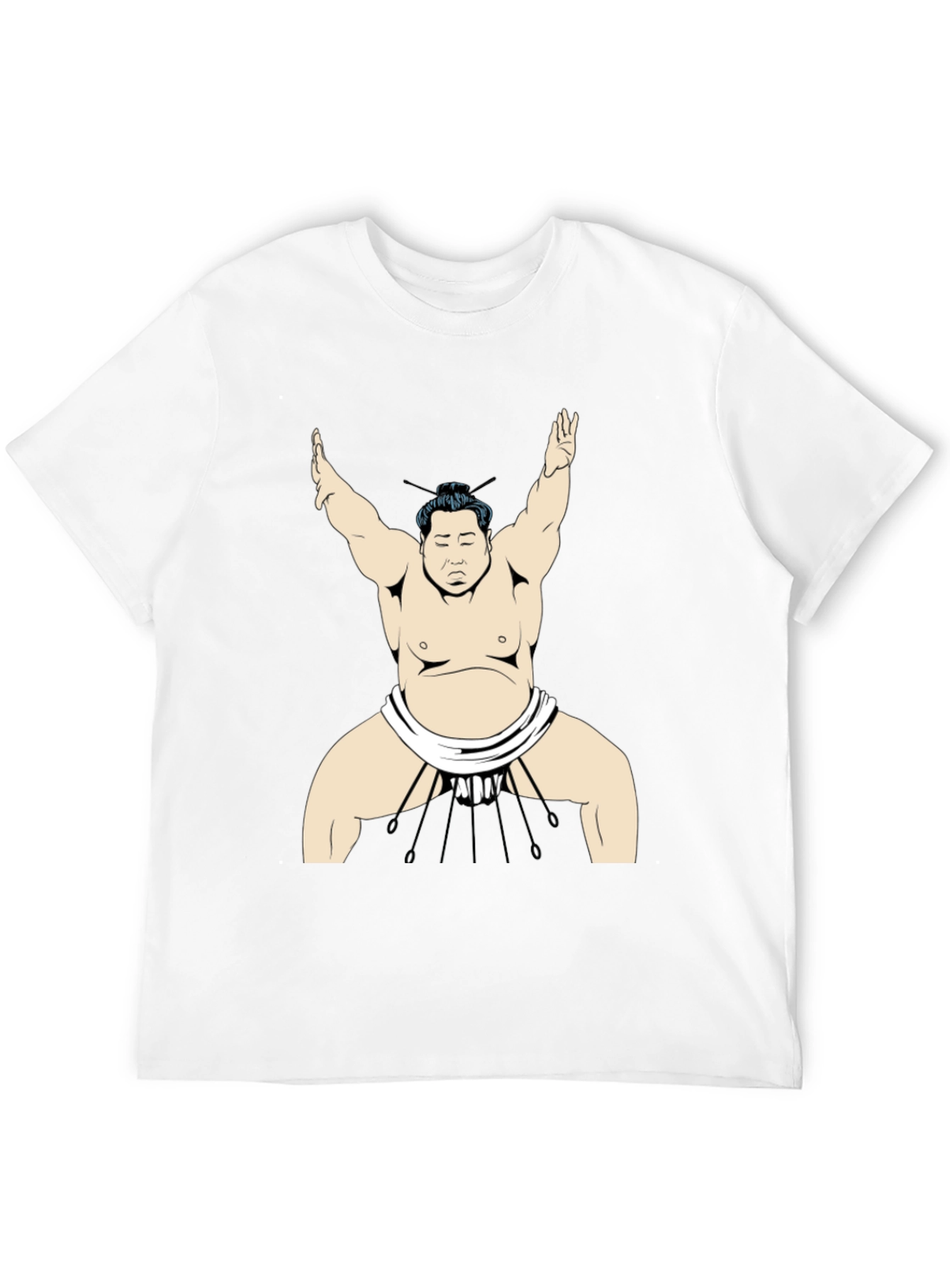 Sumo Wrestler Graphic Tee - Black Cotton T-Shirt