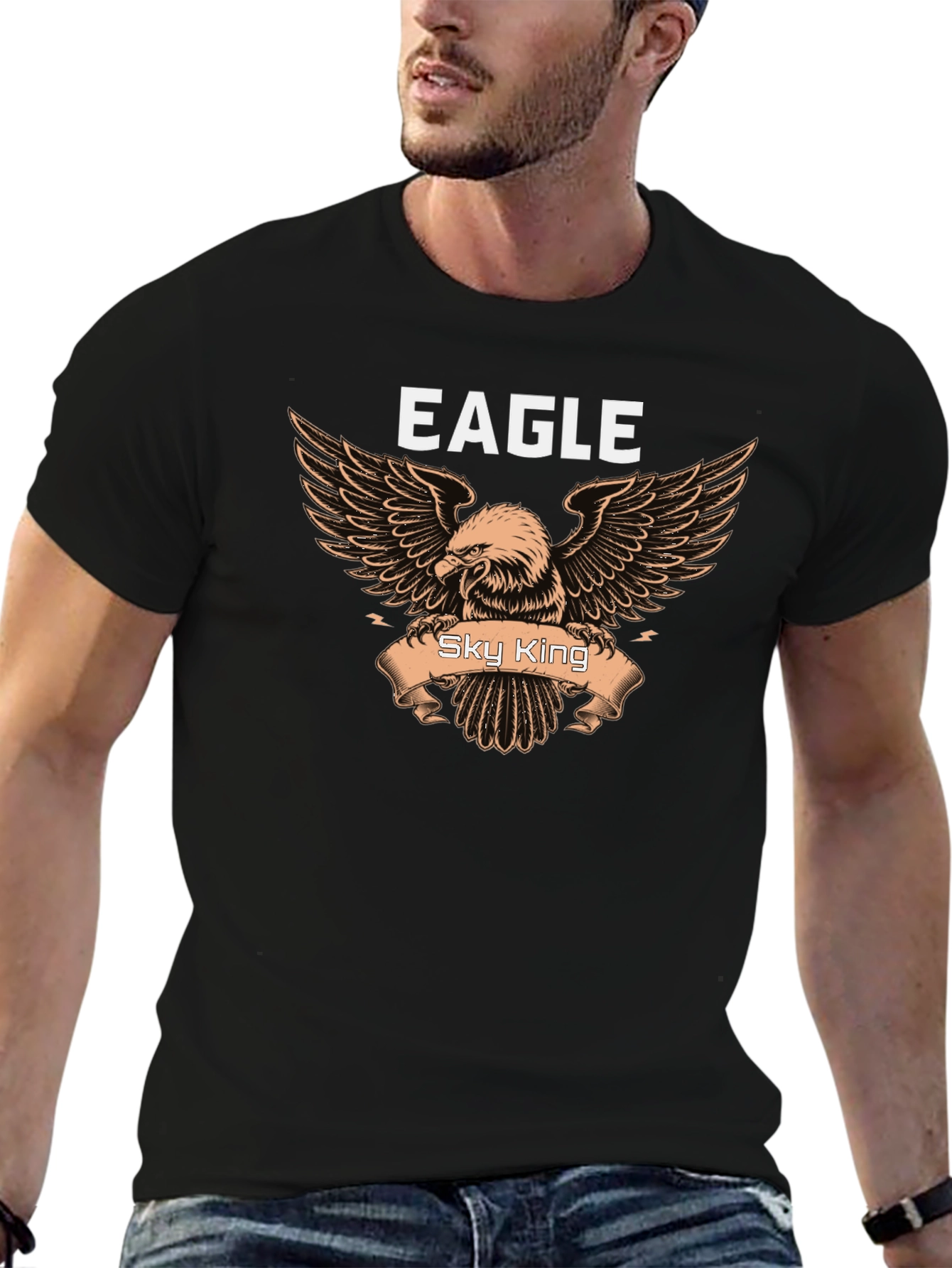 Eagle Sky King Graphic Black T-Shirt