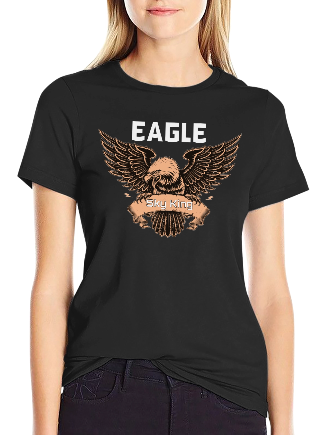 Eagle Sky King Graphic Black T-Shirt