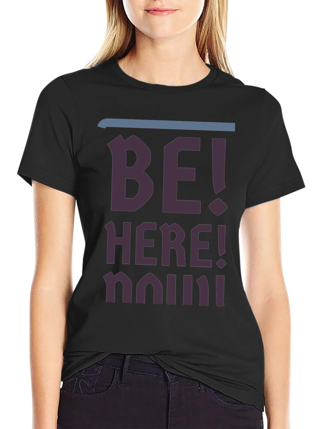 Be Here Now Graphic Tee - Casual Black T-Shirt