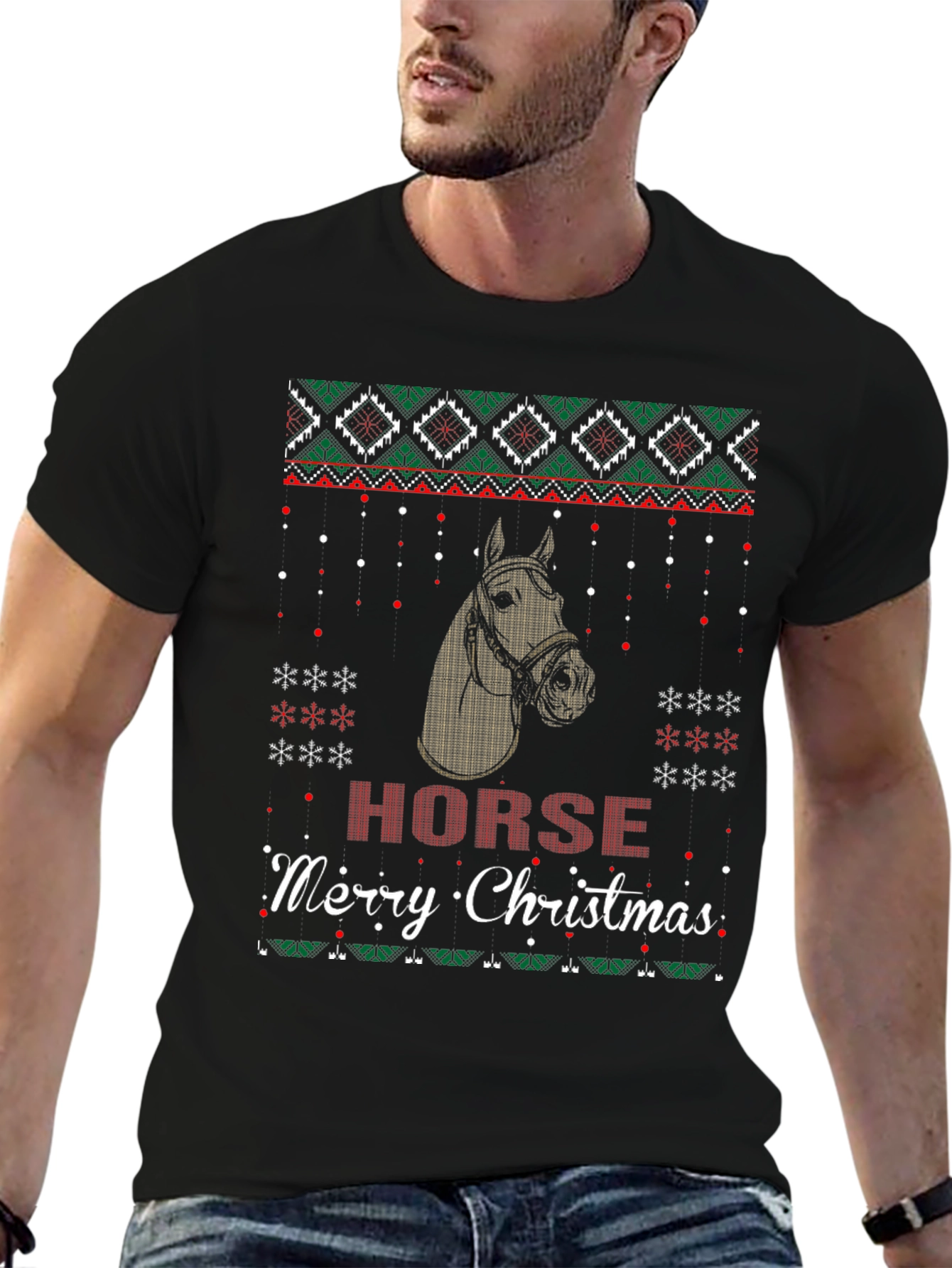 Horse Merry Christmas Ugly Sweater T-Shirt