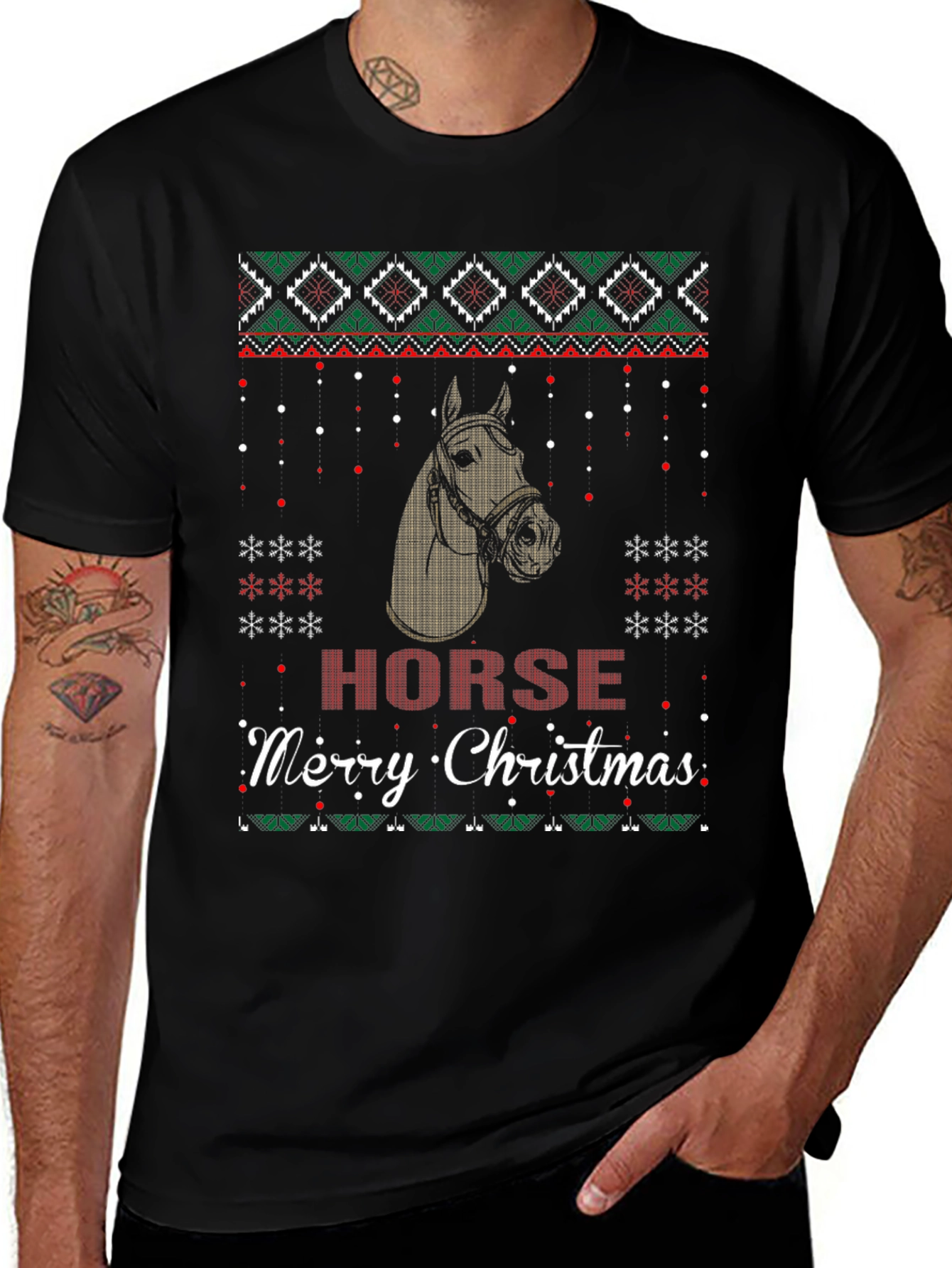 Horse Merry Christmas Ugly Sweater T-Shirt