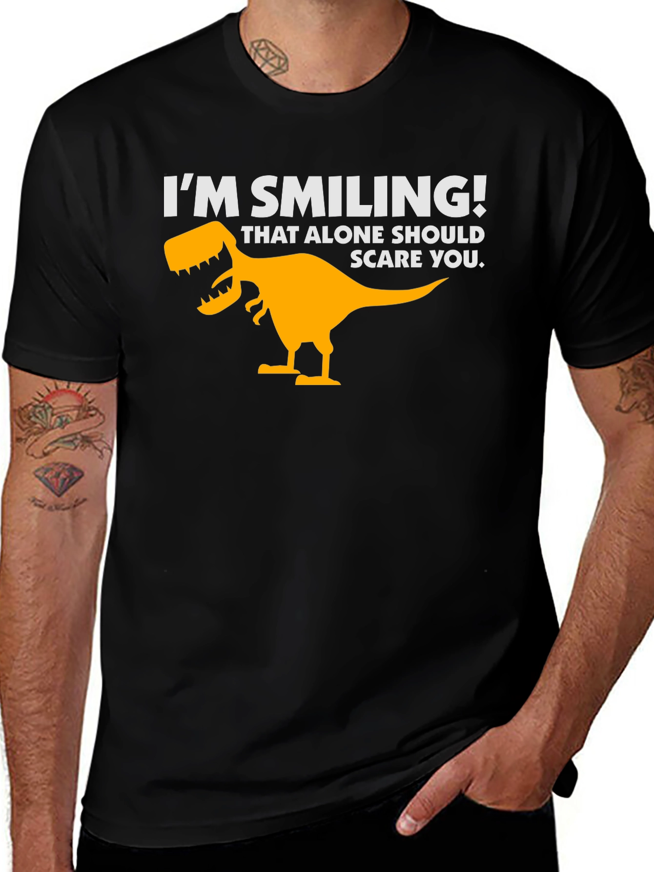 Im Smiling Dinosaur Graphic Tee - Black