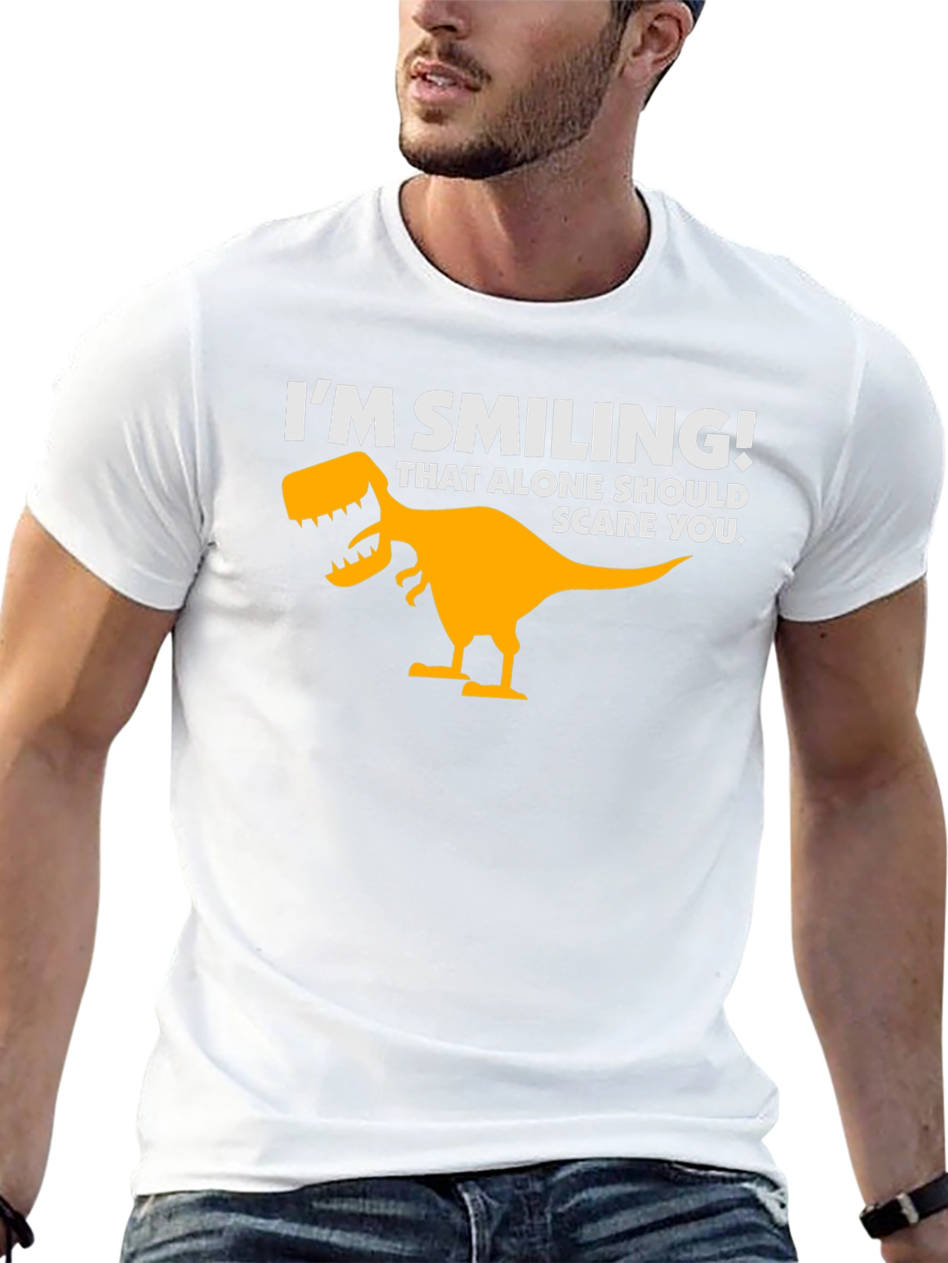 Im Smiling Dinosaur Graphic Tee - Black