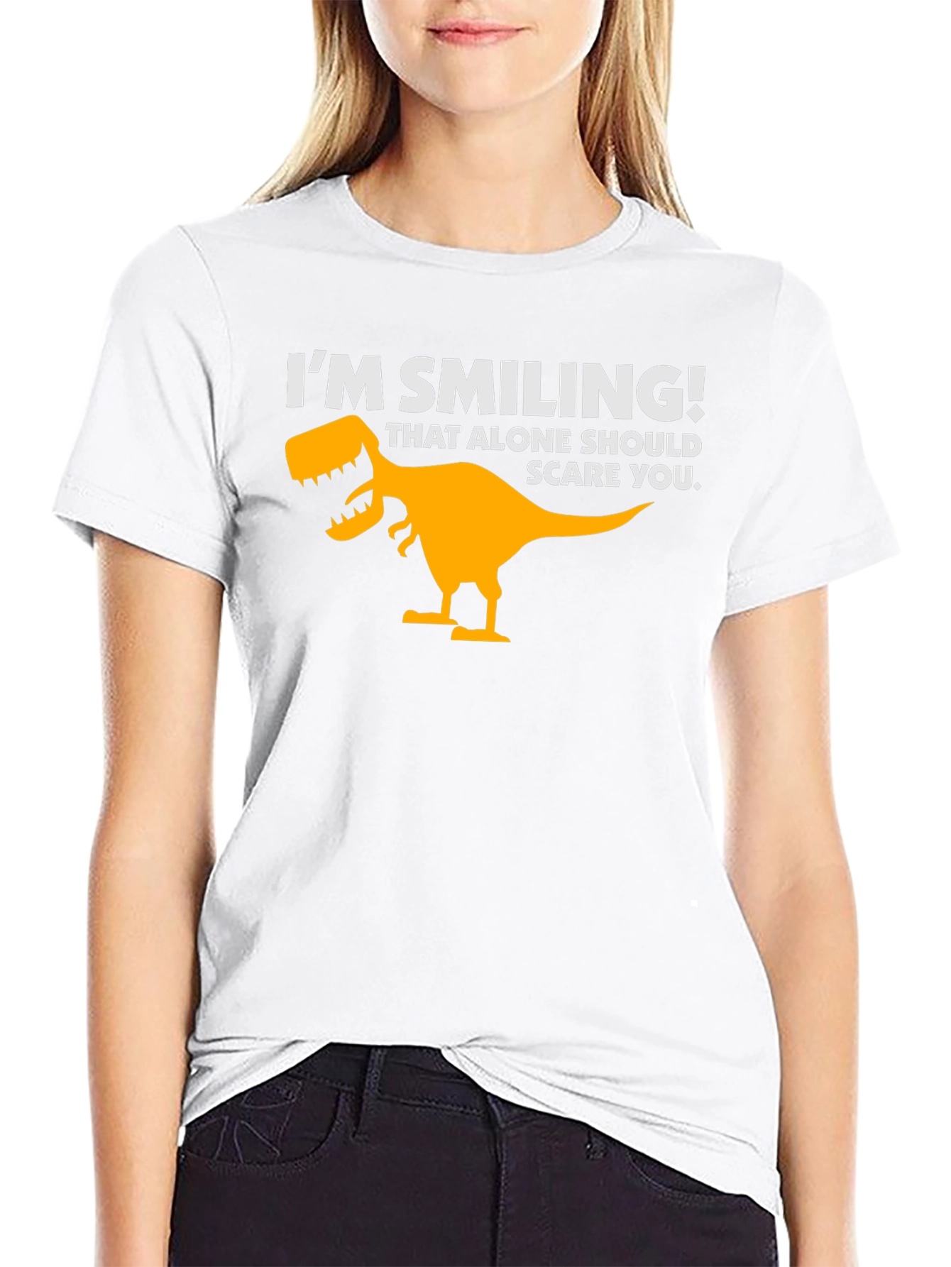 Im Smiling Dinosaur Graphic Tee - Black