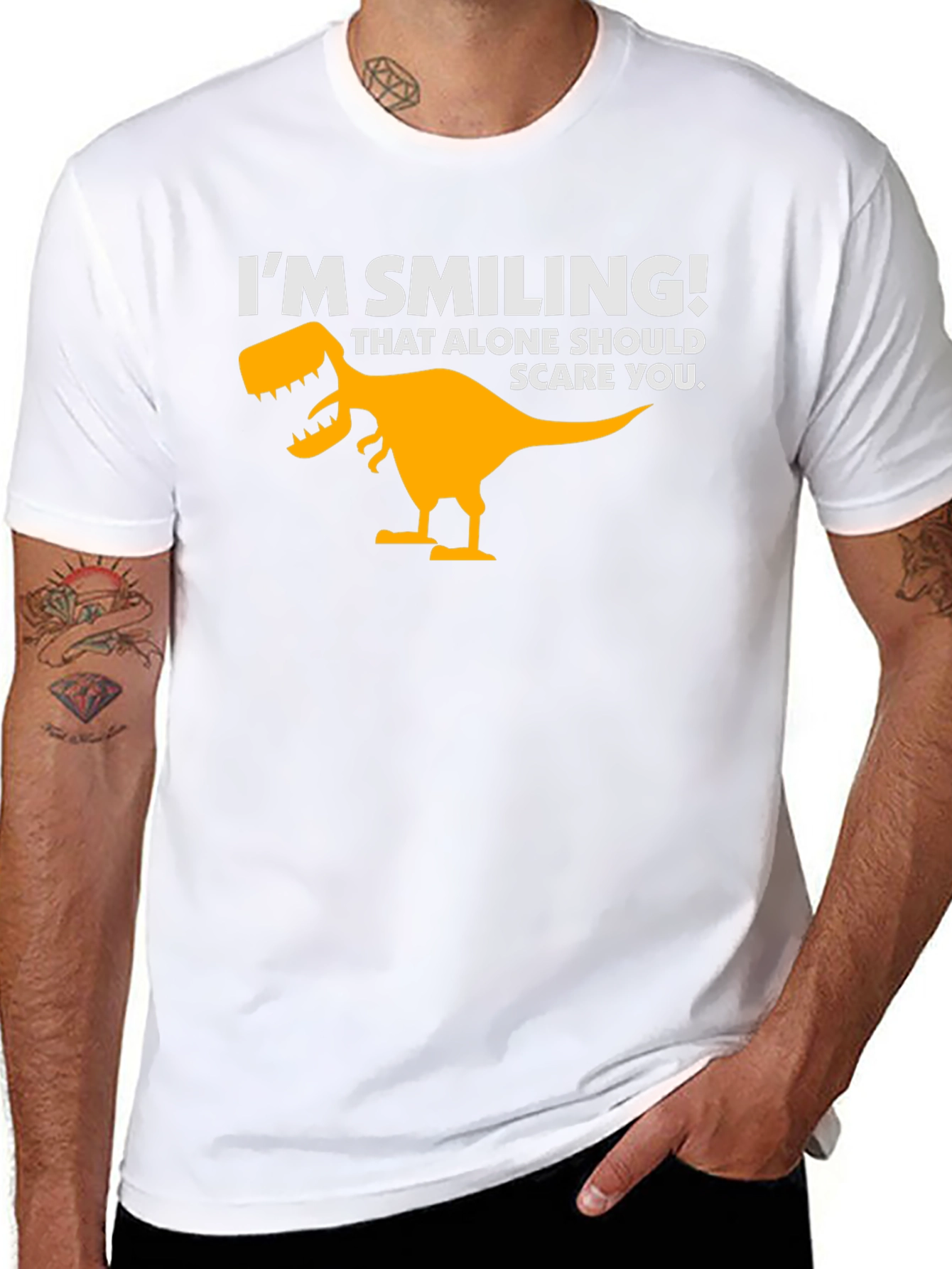 Im Smiling Dinosaur Graphic Tee - Black