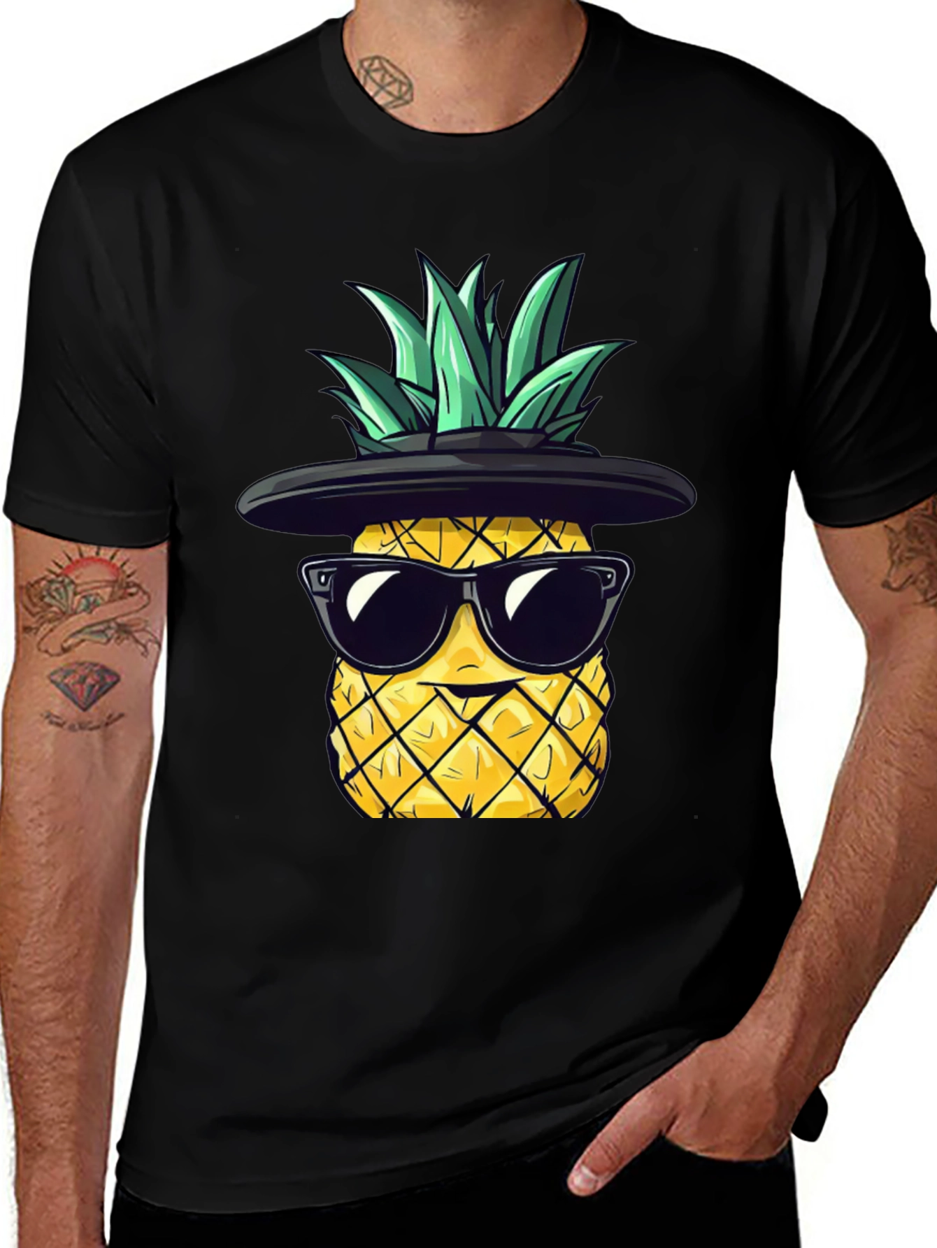 Cool Pineapple Graphic Tee - Black T-Shirt