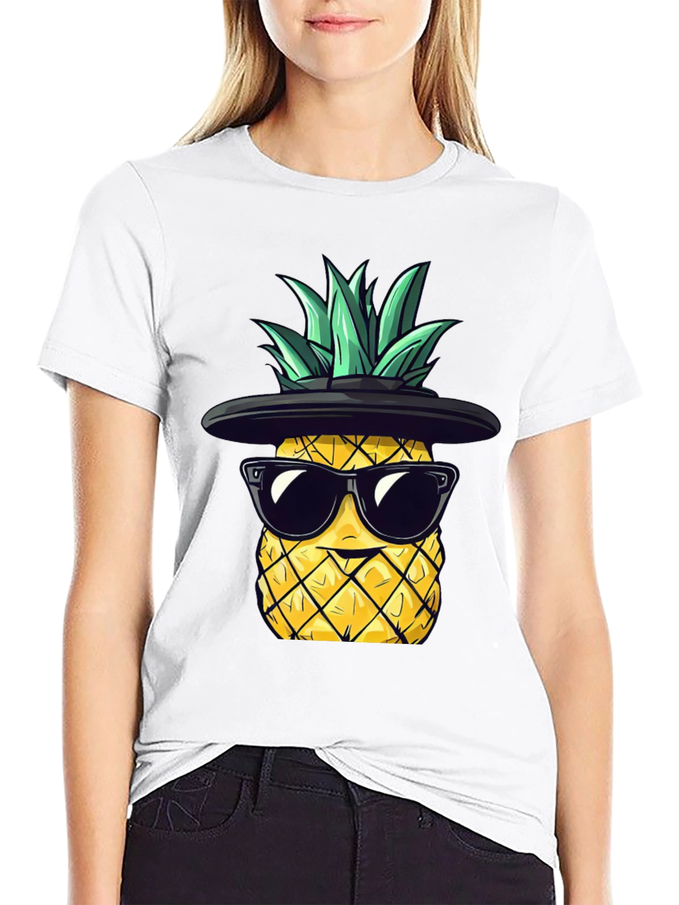 Cool Pineapple Graphic Tee - Black T-Shirt