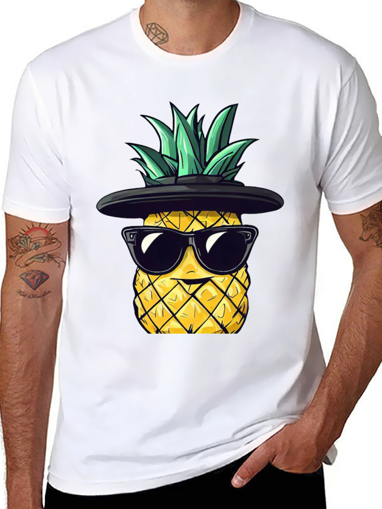 Cool Pineapple Graphic Tee - Black T-Shirt