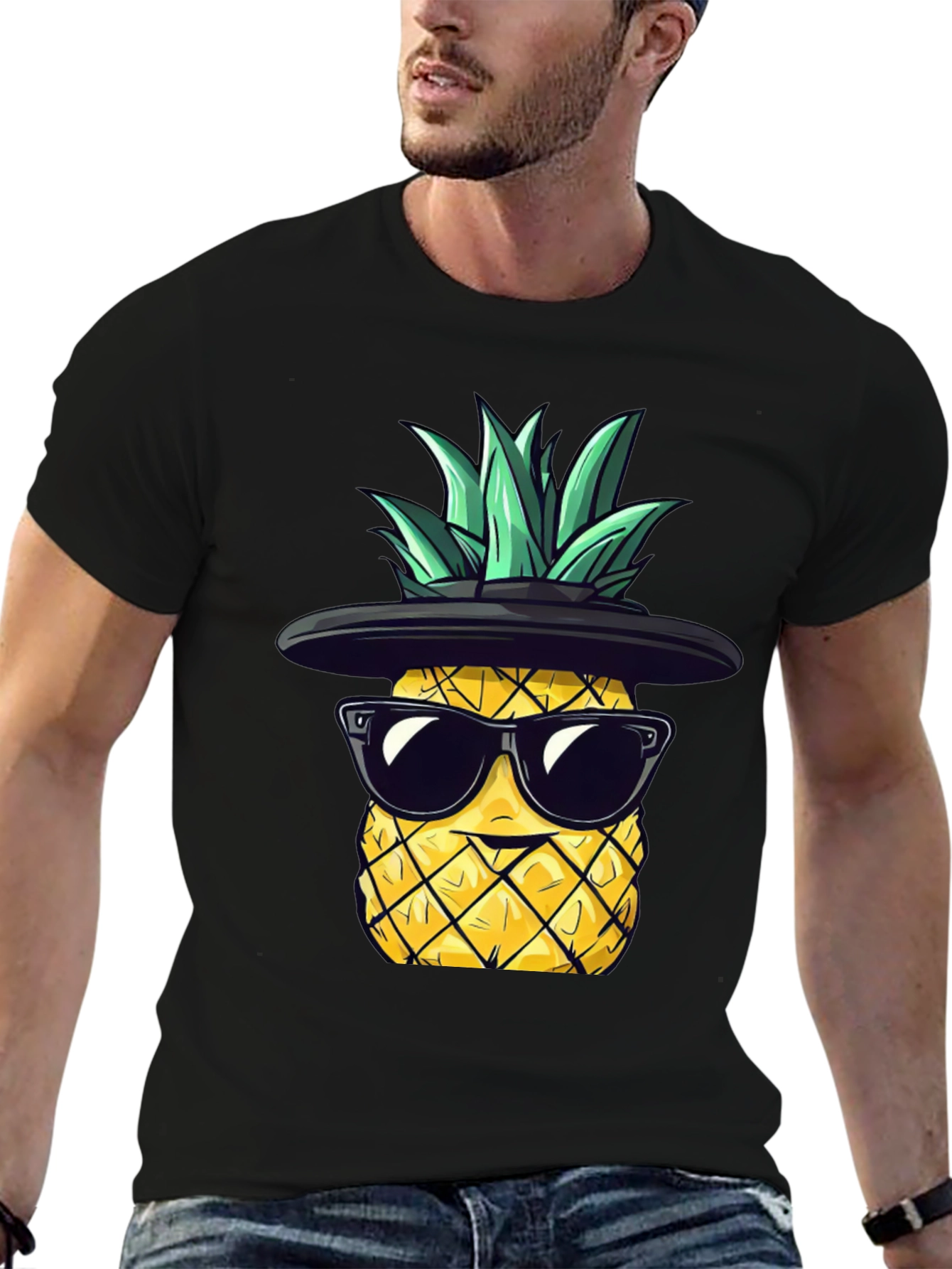 Cool Pineapple Graphic Tee - Black T-Shirt