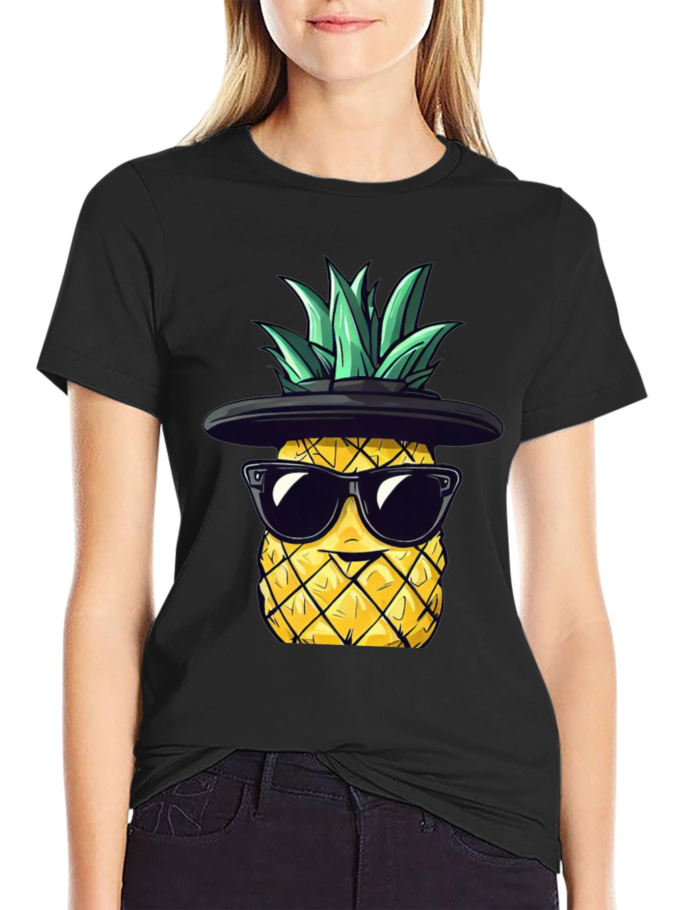 Cool Pineapple Graphic Tee - Black T-Shirt