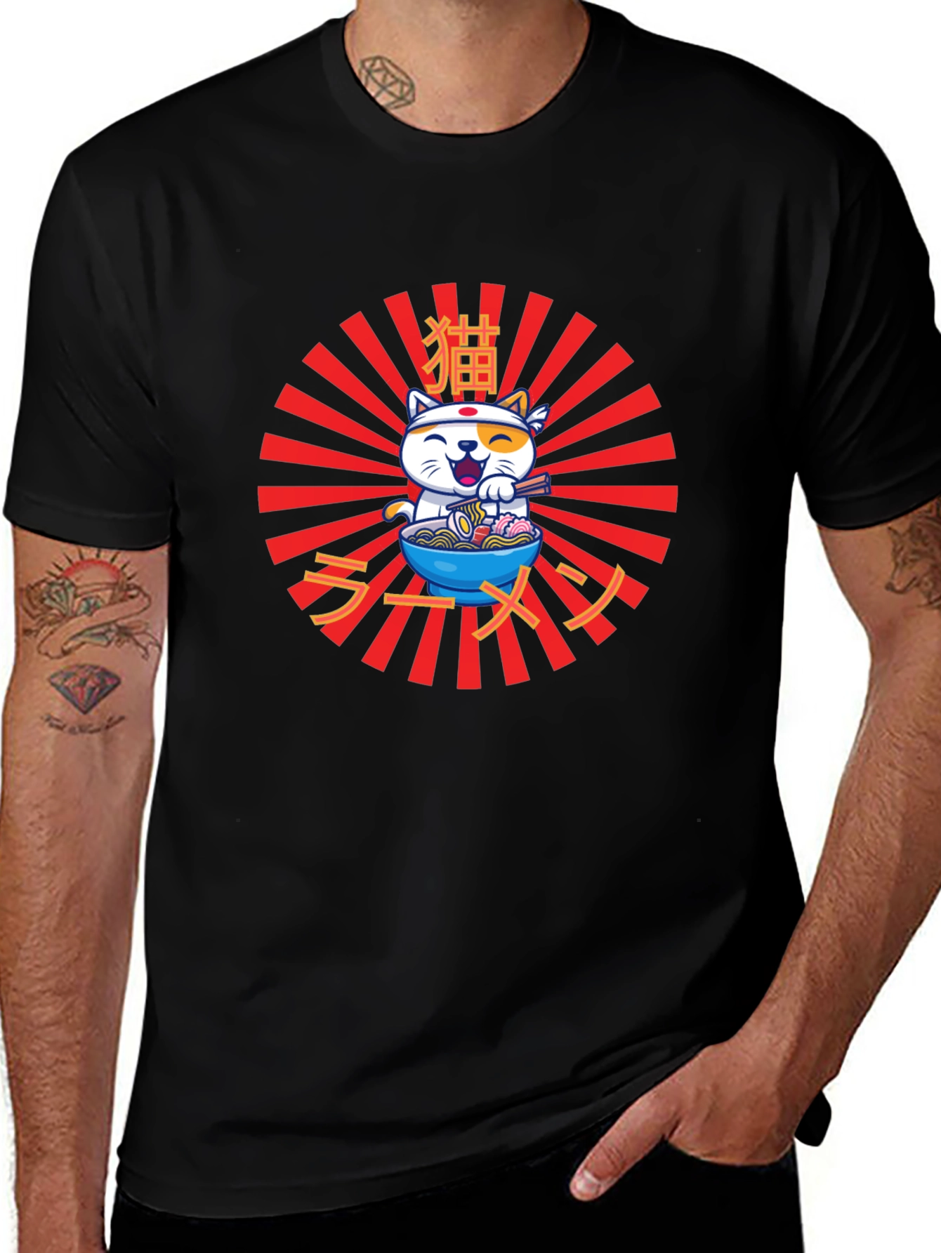 Ramen Cat T-Shirt - Japanese Anime Kawaii Noodle Tee