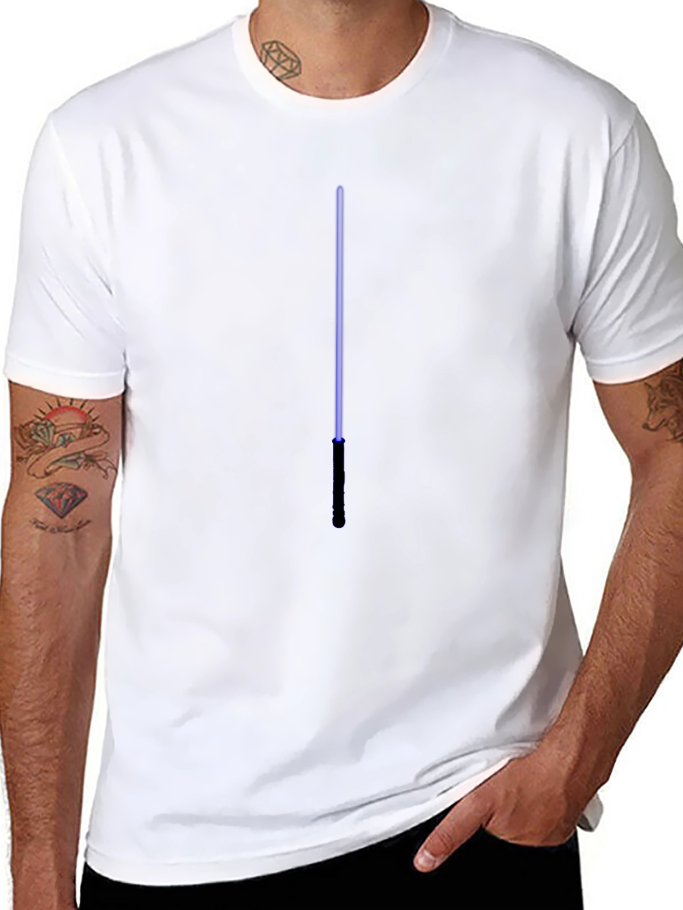 Mens Black Graphic Tee - Blue Line Design