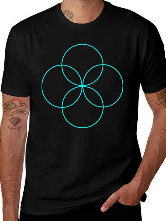 Abstract Geometric Graphic Print T-Shirt - Black