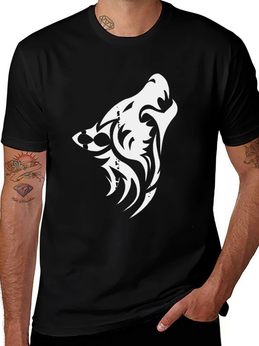 Tribal Wolf Graphic Black Tee