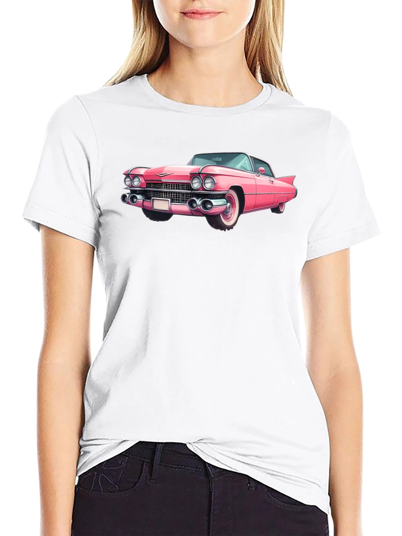 Classic Pink Car Graphic Tee - Retro Style