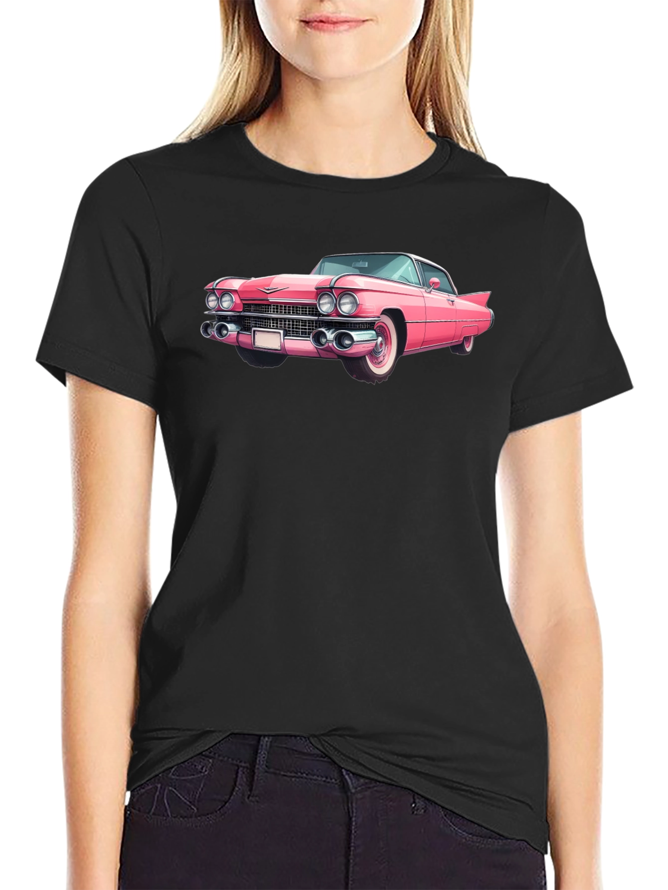 Classic Pink Car Graphic Tee - Retro Style