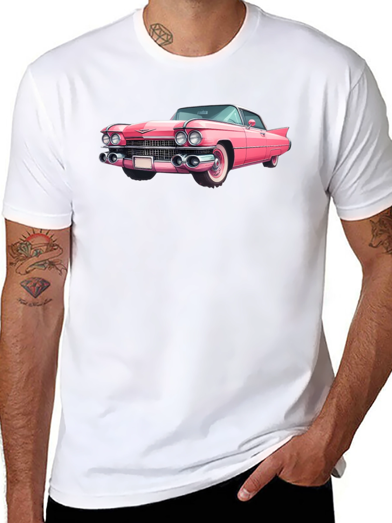 Classic Pink Car Graphic Tee - Retro Style
