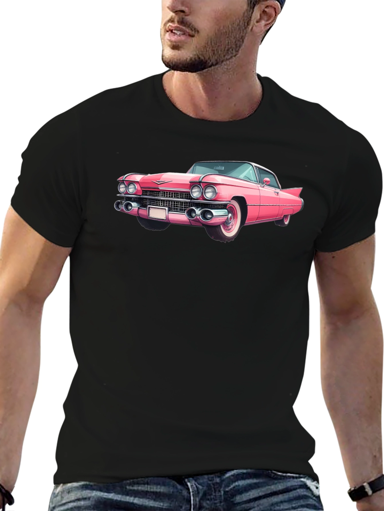 Classic Pink Car Graphic Tee - Retro Style