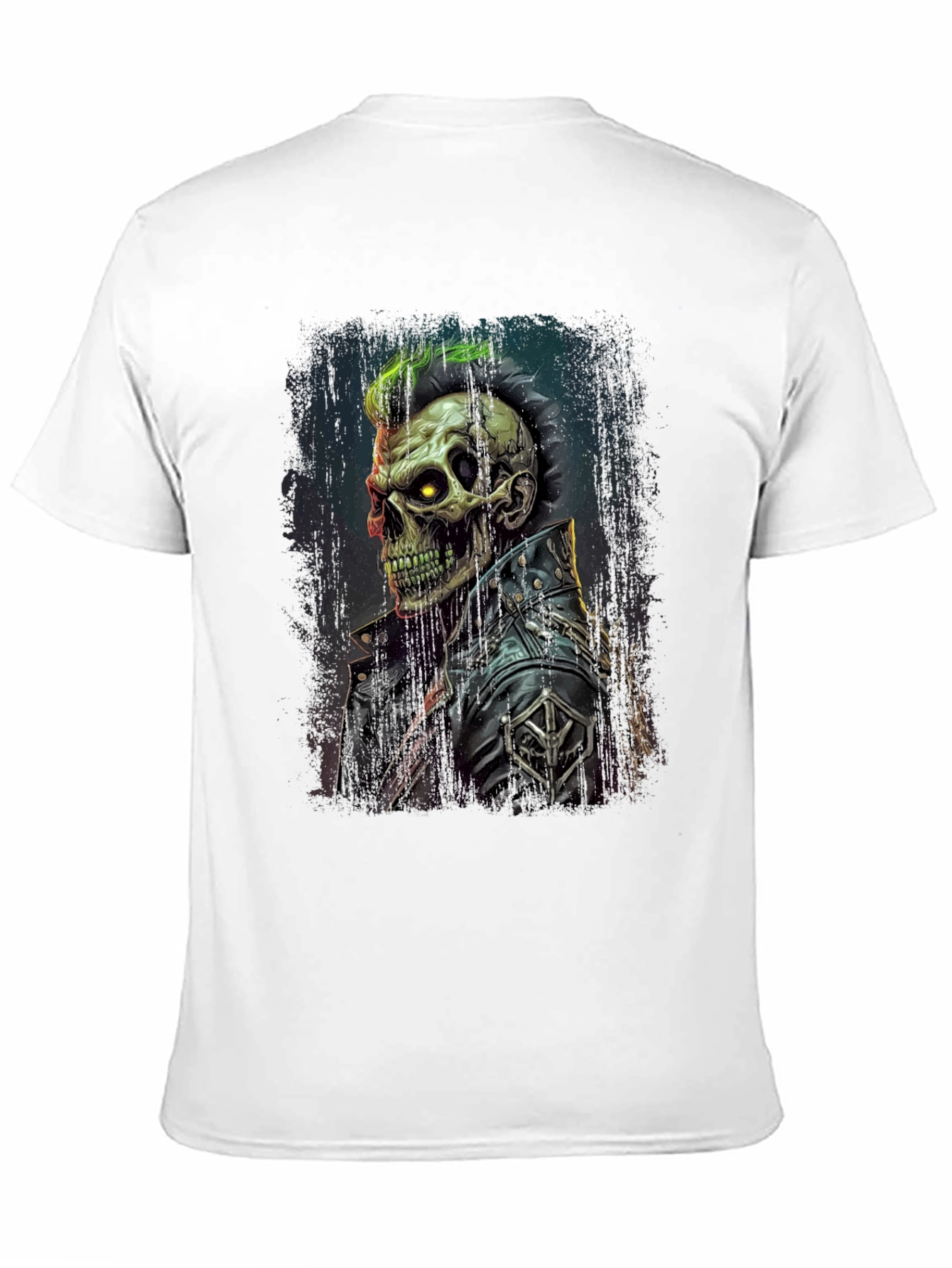 Punk Skull Graphic Tee - Leather Jacket Skeleton Shirt