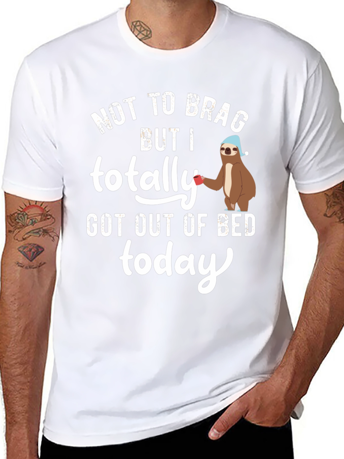 Sloth Out of Bed T-Shirt - Funny Sleepy Tee
