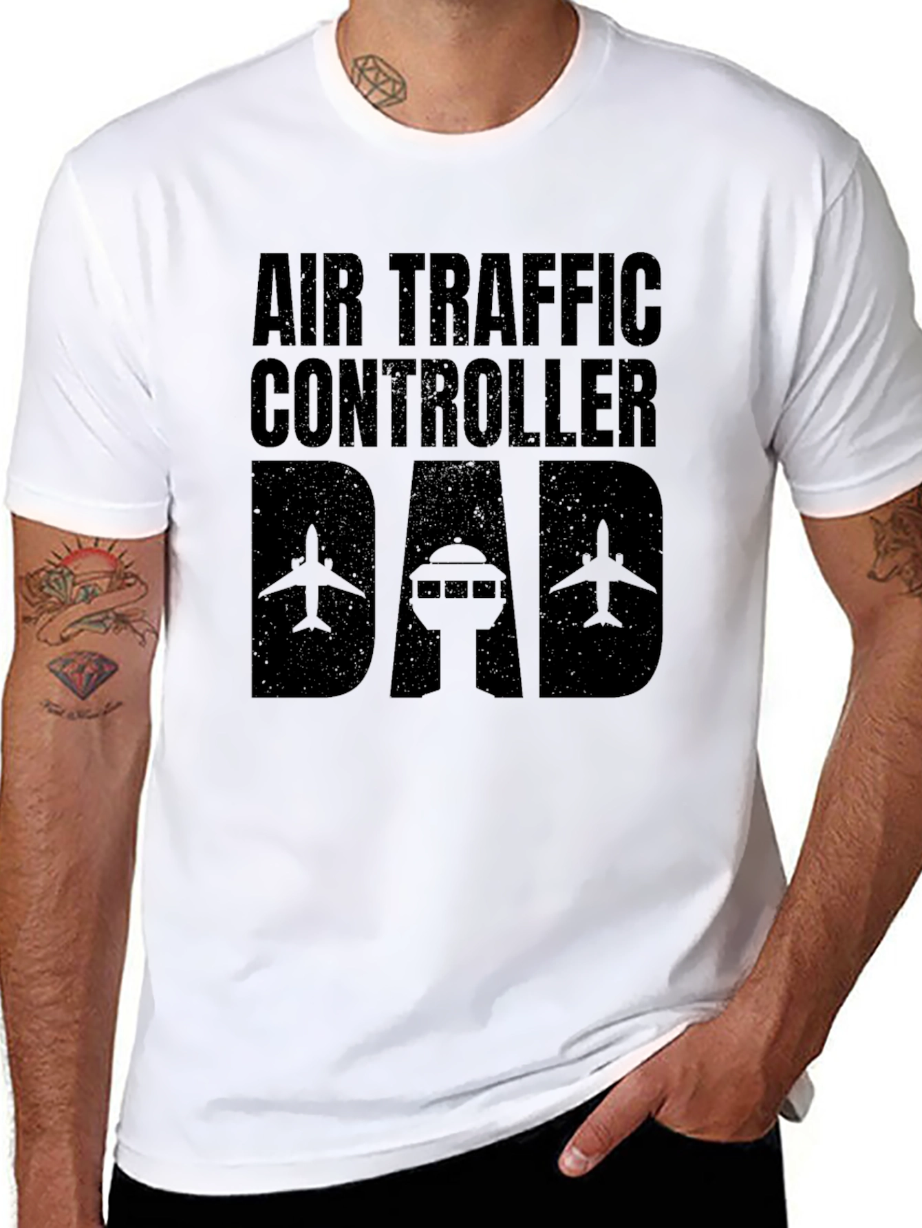 Air Traffic Controller Dad T-Shirt - Black Graphic Tee