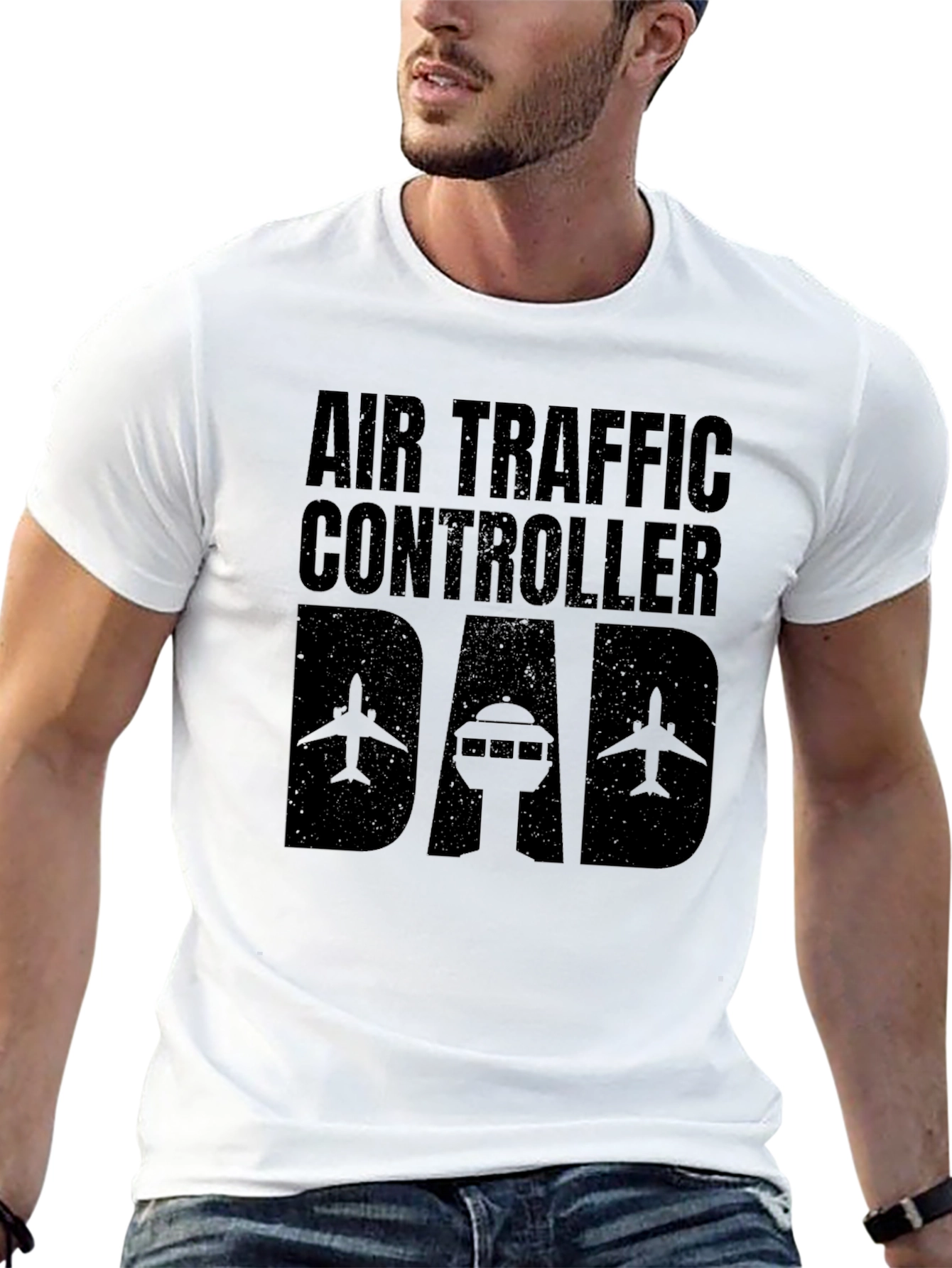 Air Traffic Controller Dad T-Shirt - Black Graphic Tee