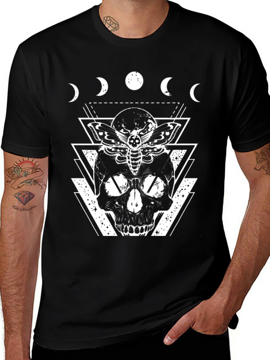 Skull & Moth Graphic Tee - Black Gothic Design