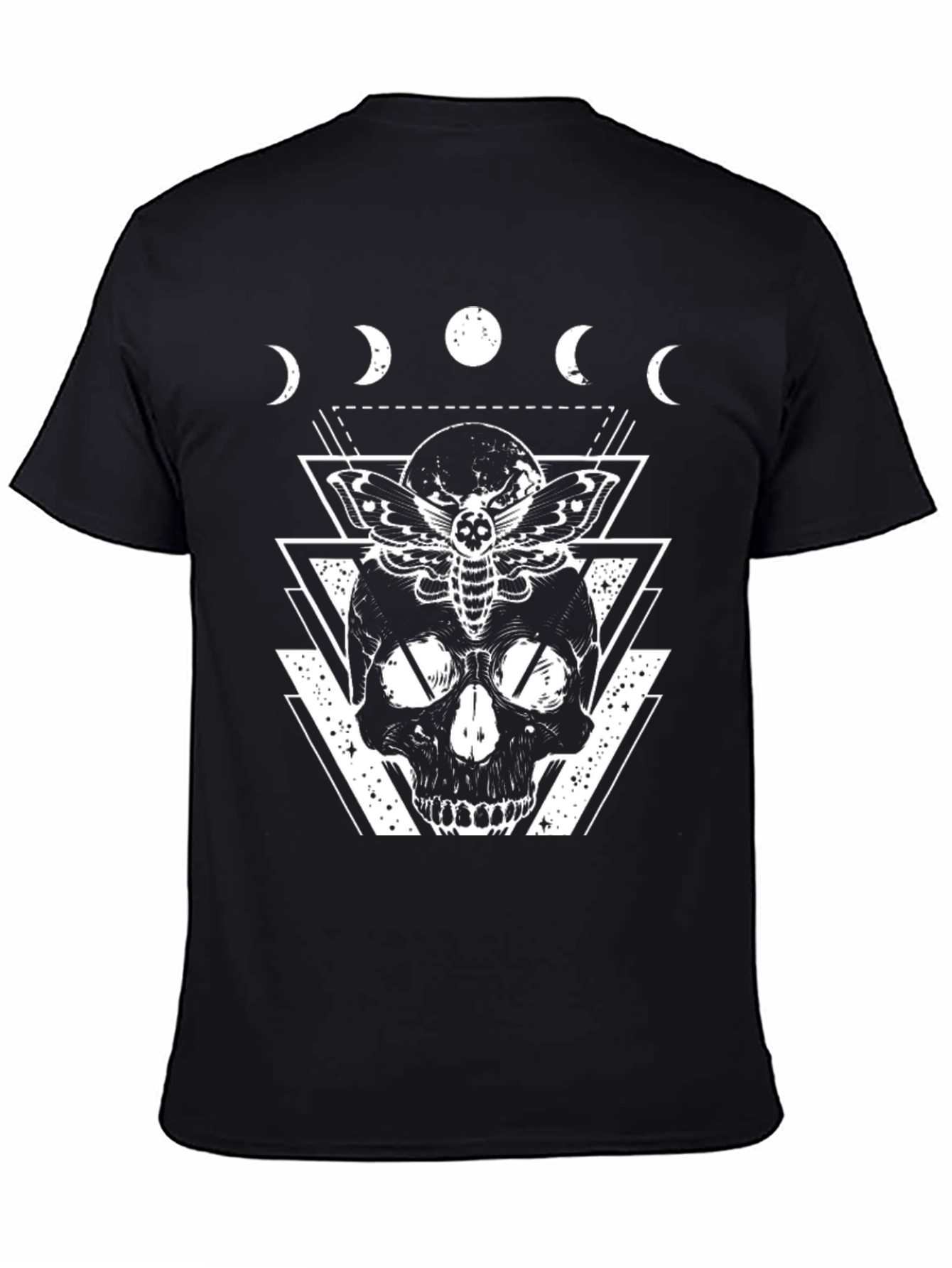 Skull & Moth Graphic Tee - Black Gothic Design