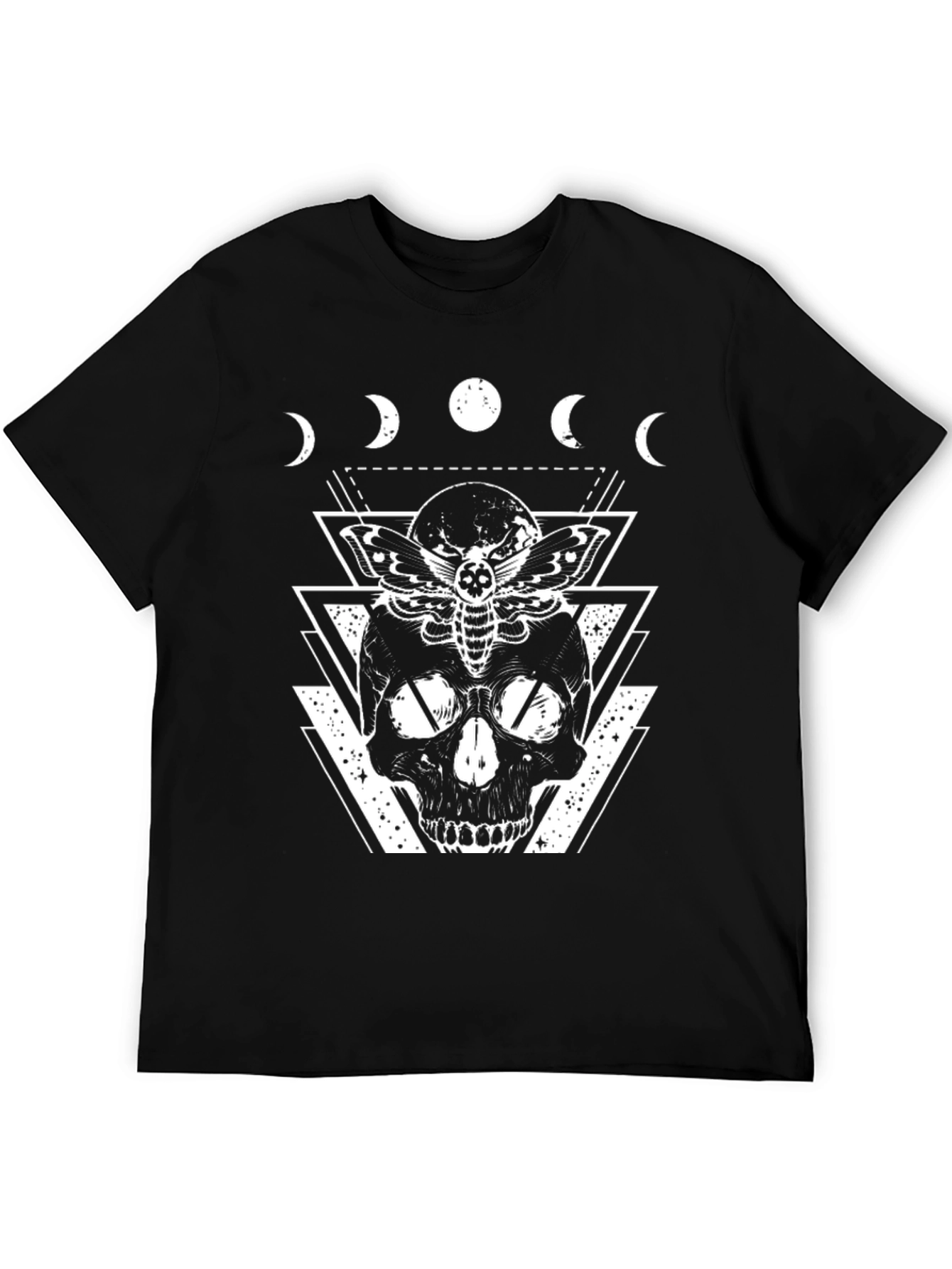 Skull & Moth Graphic Tee - Black Gothic Design