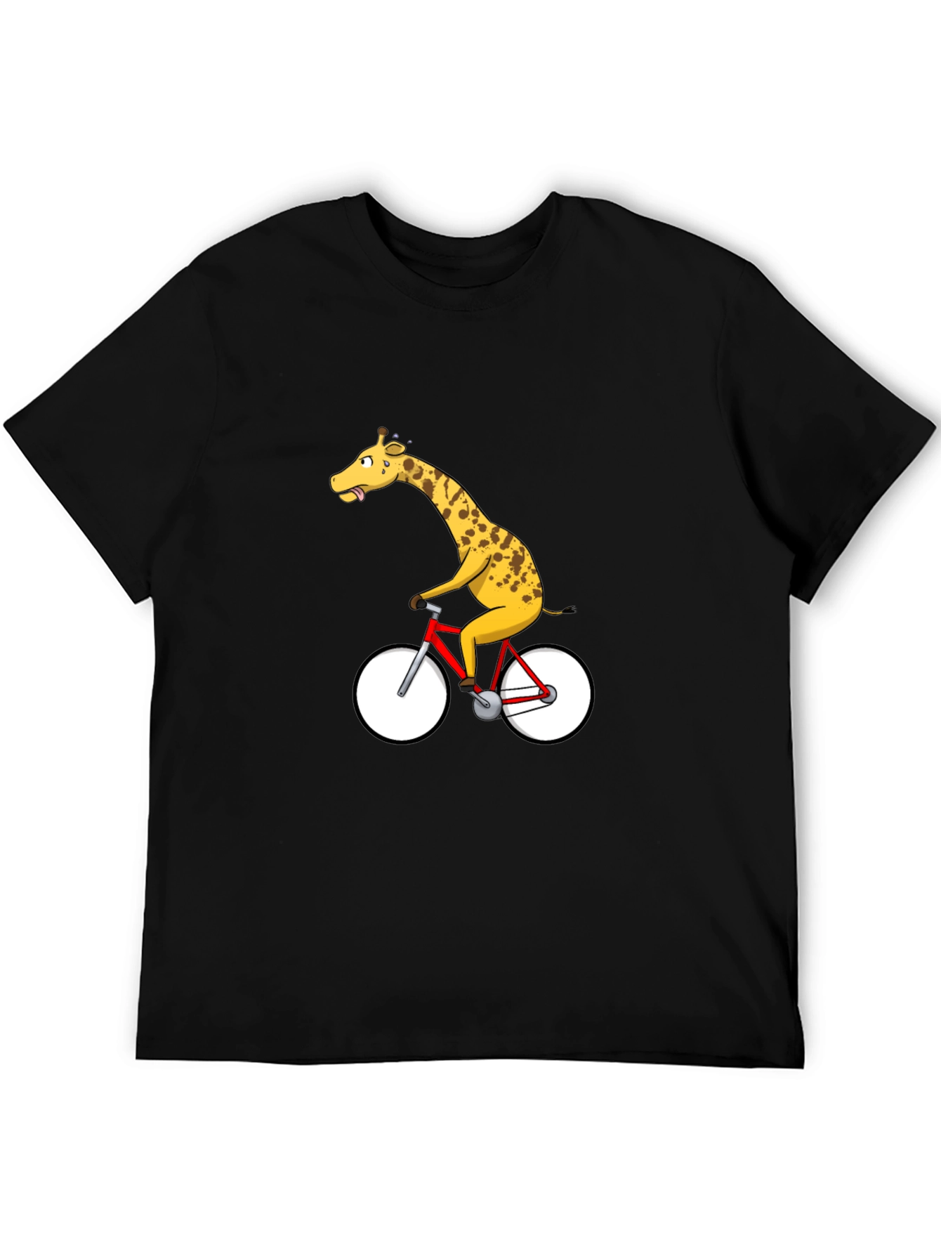 Giraffe on Bike Graphic T-Shirt - Quirky & Fun!