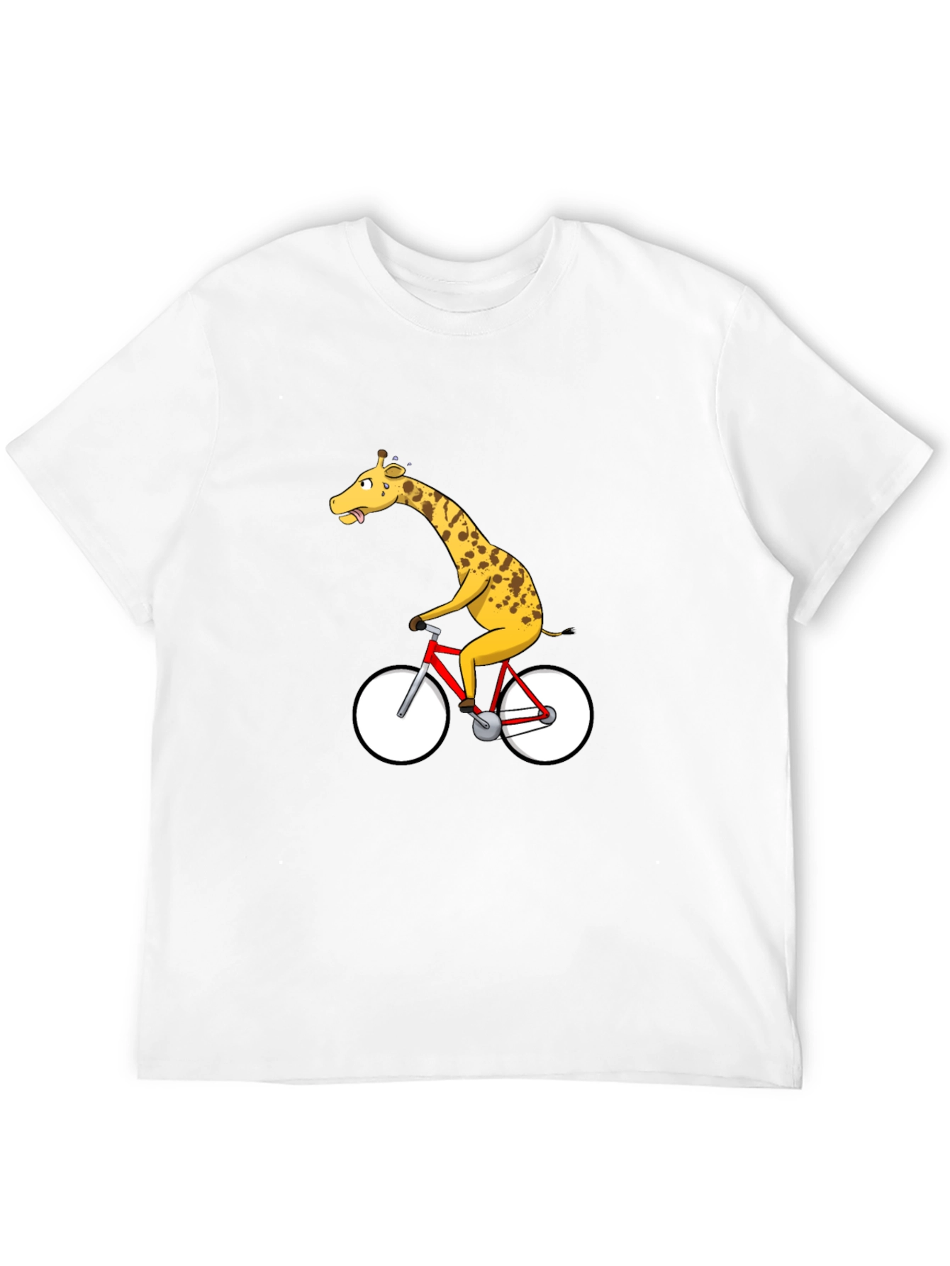 Giraffe on Bike Graphic T-Shirt - Quirky & Fun!
