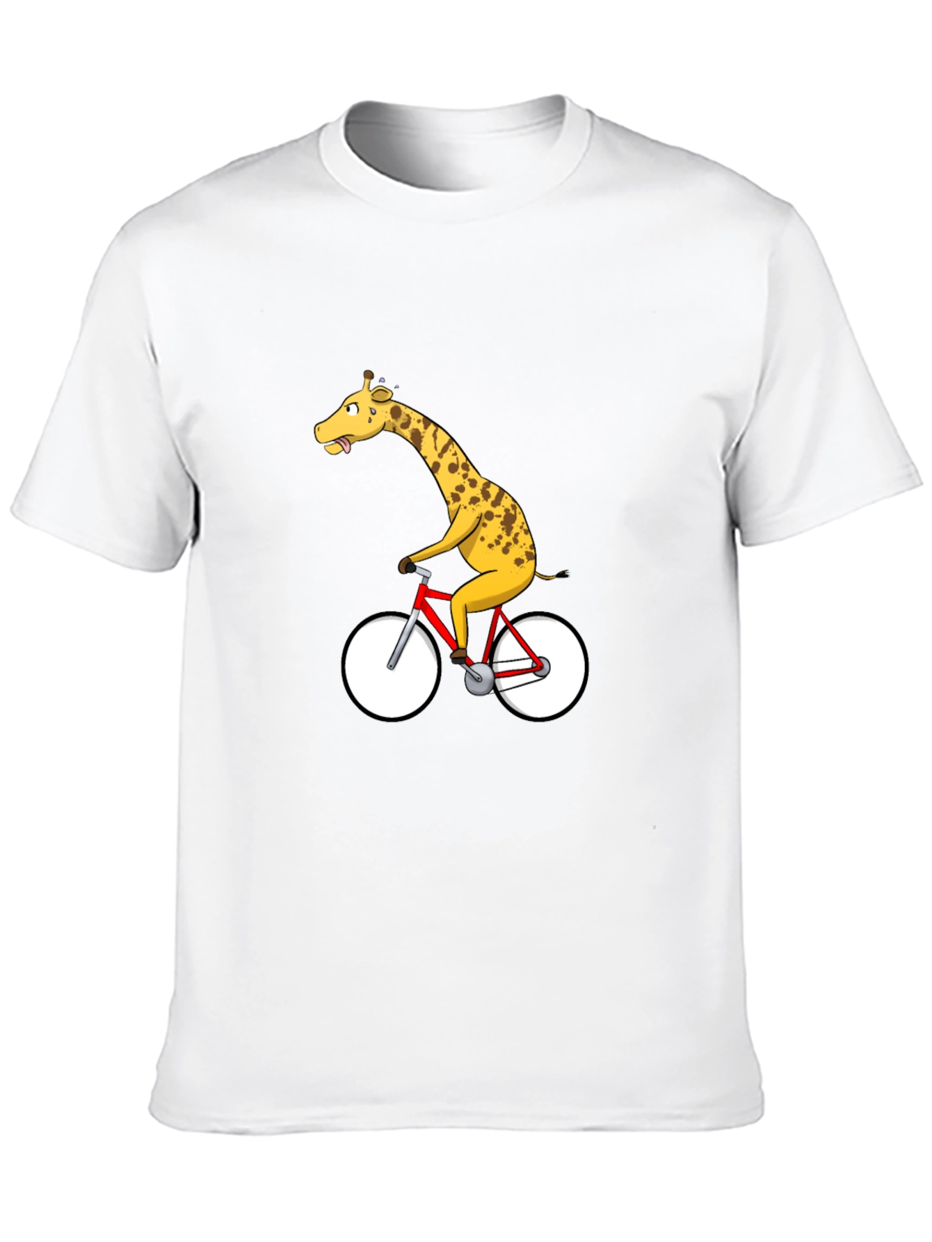 Giraffe on Bike Graphic T-Shirt - Quirky & Fun!