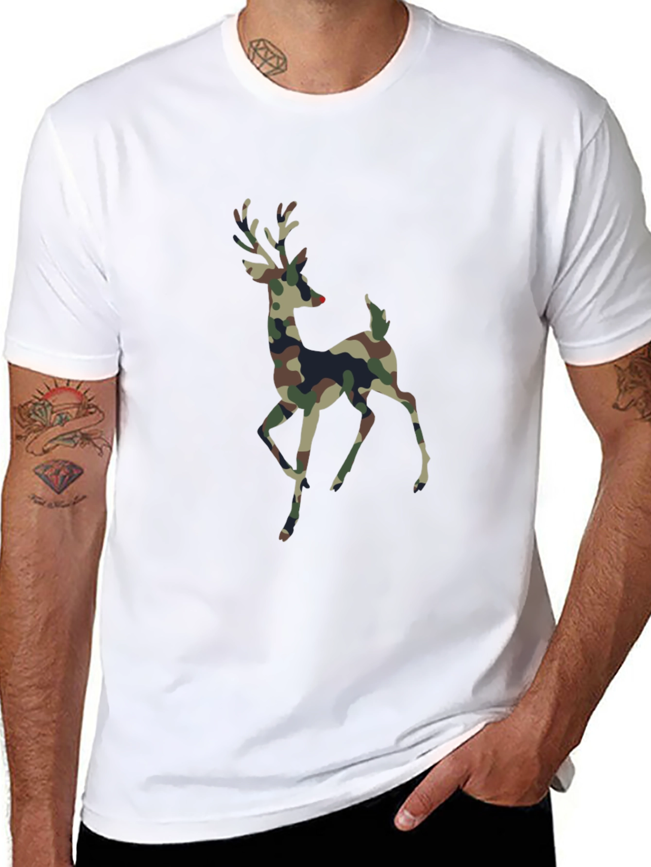 Camouflage Deer Graphic T-Shirt - Stylish Mens Tee