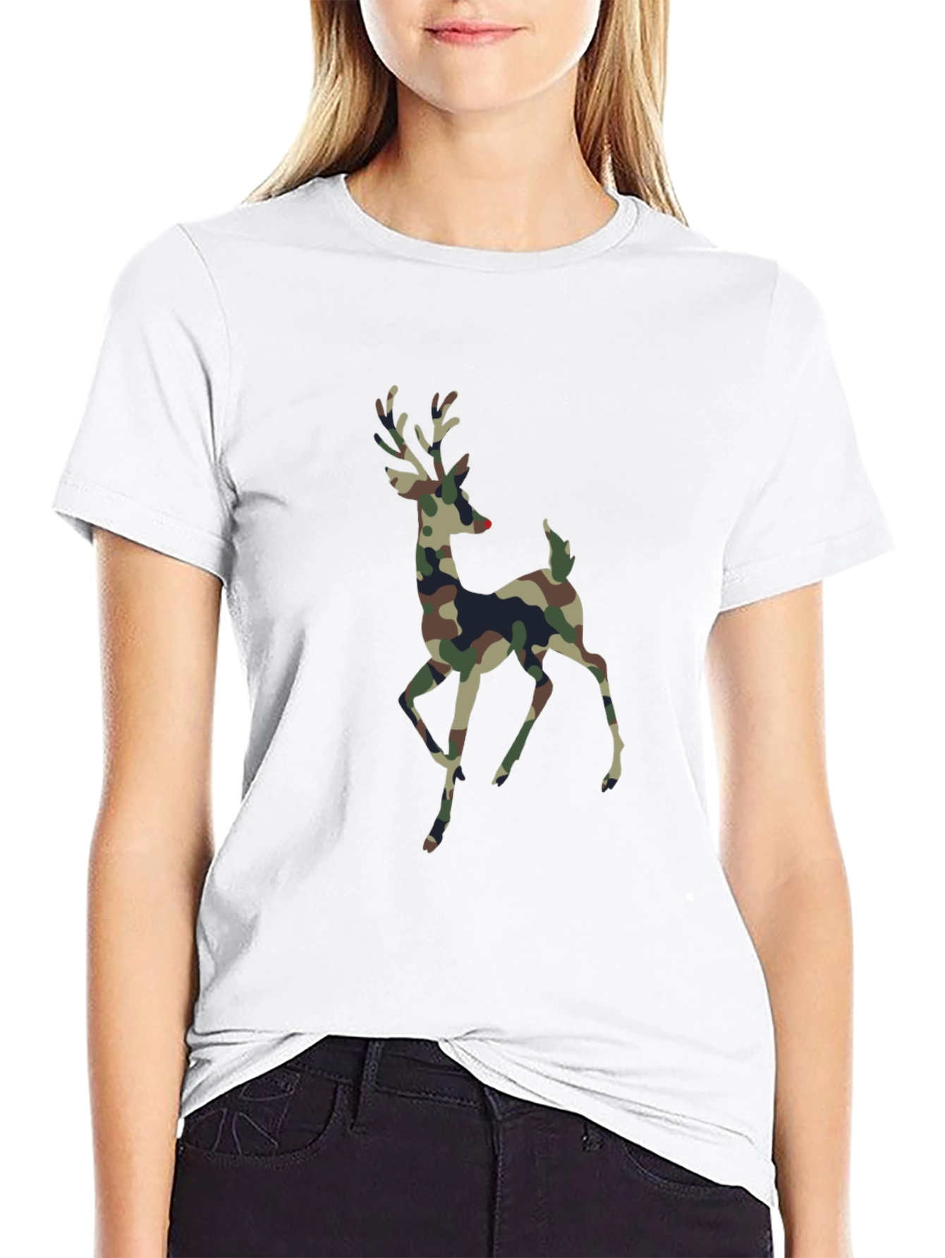 Camouflage Deer Graphic T-Shirt - Stylish Mens Tee