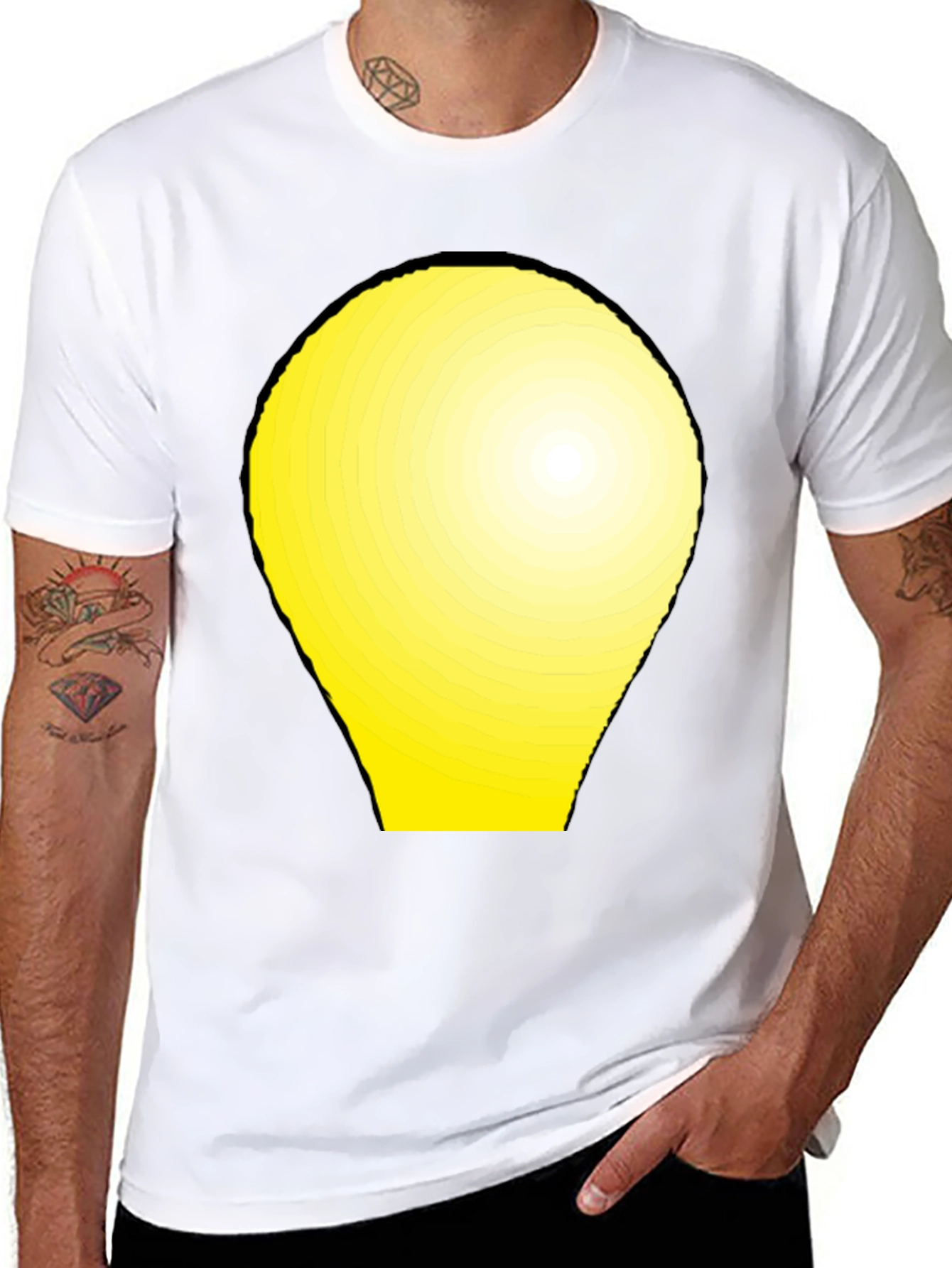 Modern Graphic Tee - Yellow Light Bulb Design