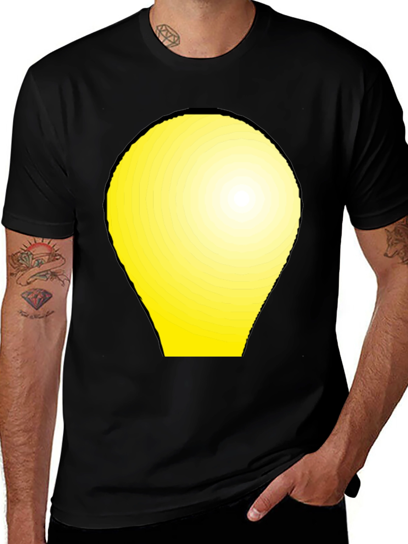 Modern Graphic Tee - Yellow Light Bulb Design