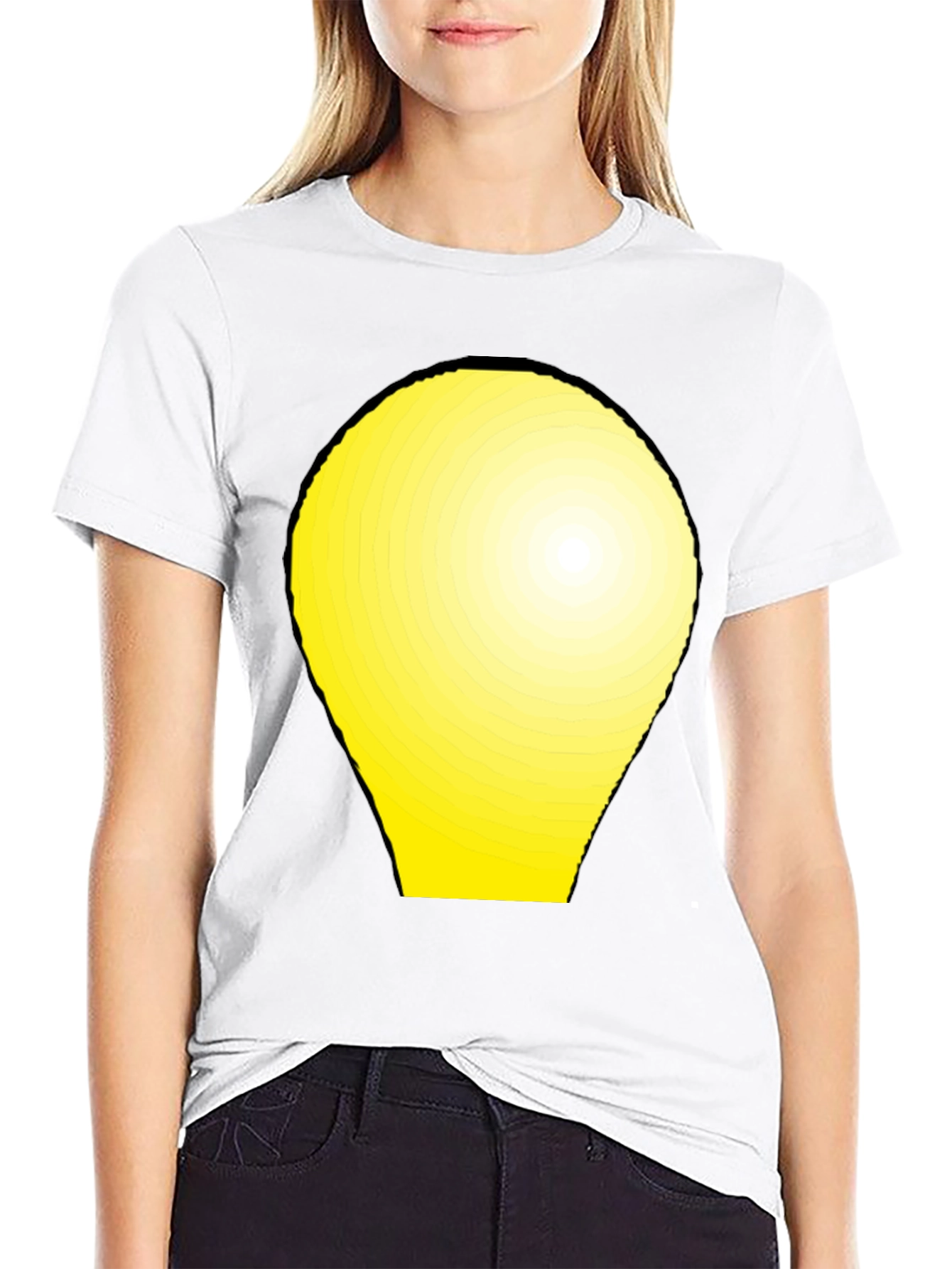 Modern Graphic Tee - Yellow Light Bulb Design