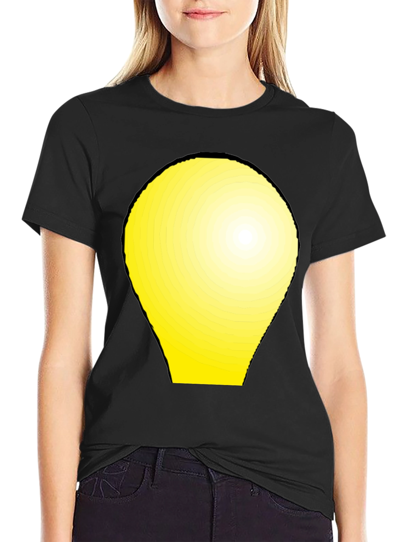 Modern Graphic Tee - Yellow Light Bulb Design