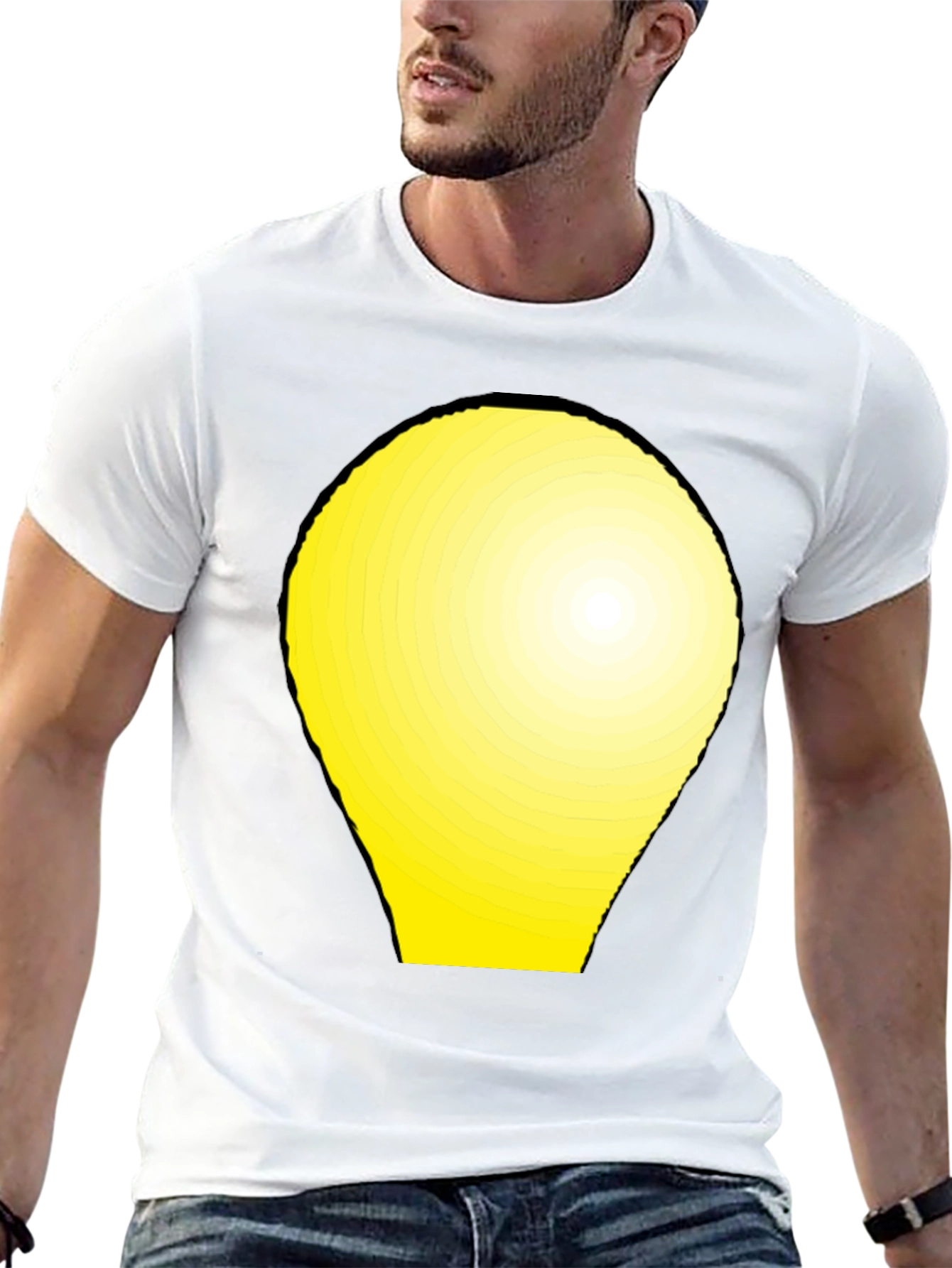 Modern Graphic Tee - Yellow Light Bulb Design