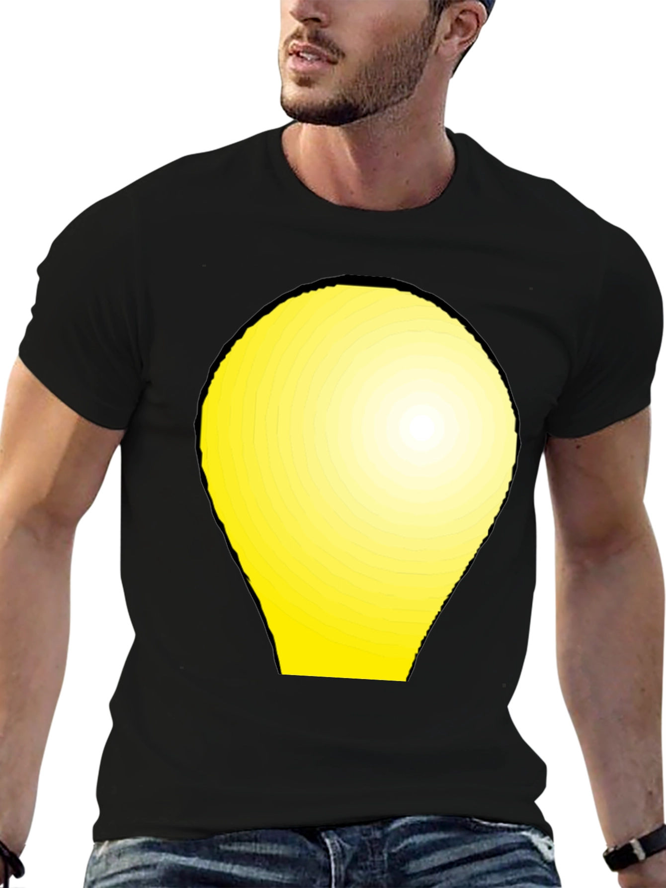 Modern Graphic Tee - Yellow Light Bulb Design