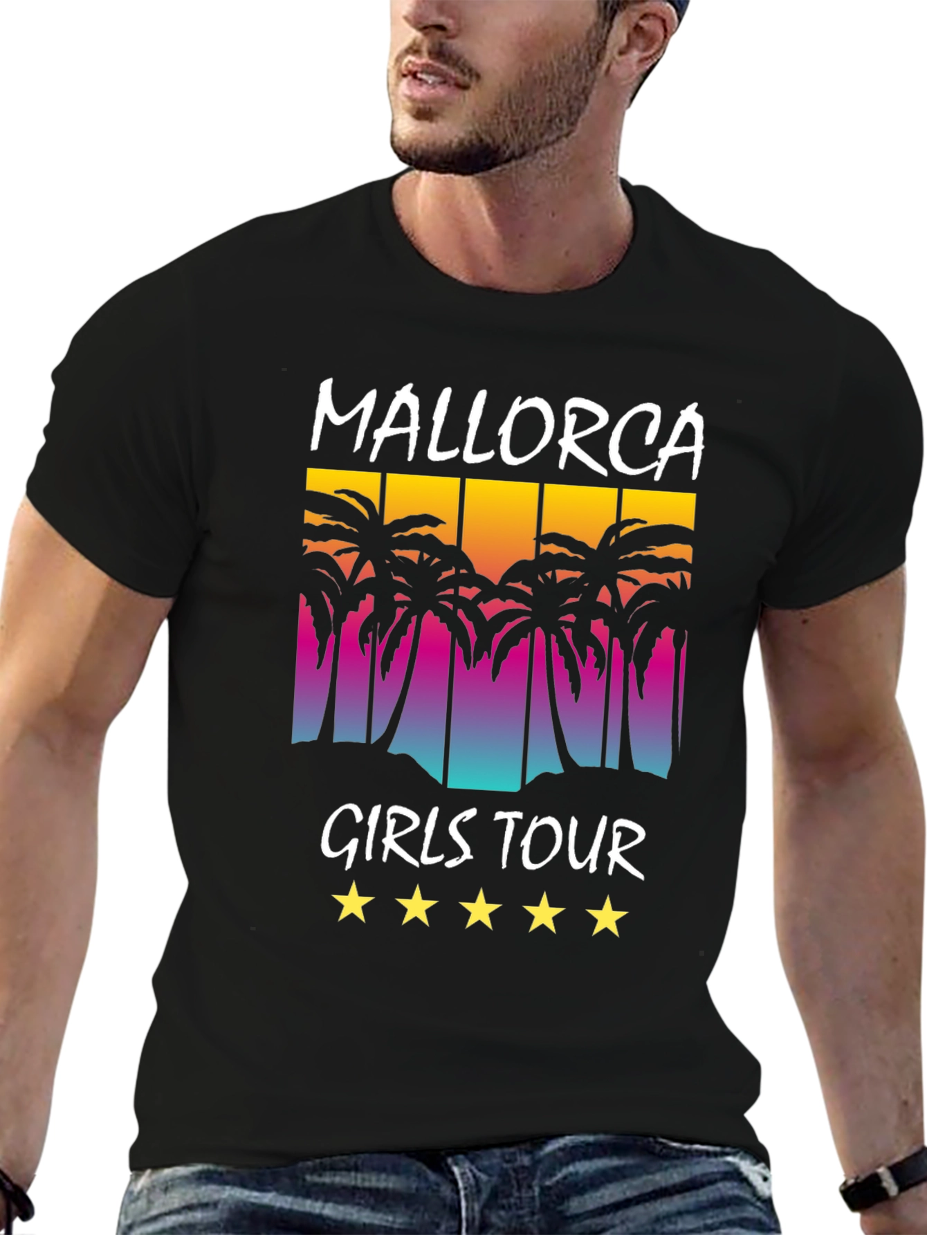 Mallorca Girls Tour Black T-Shirt Palm Tree Design