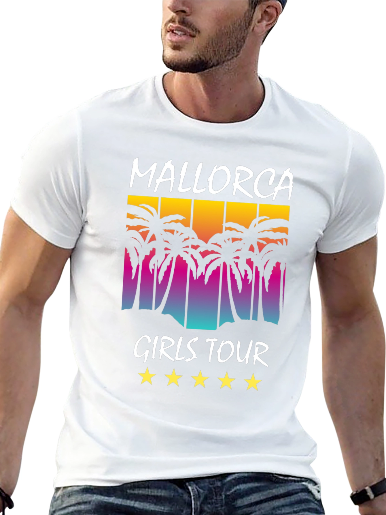 Mallorca Girls Tour Black T-Shirt Palm Tree Design