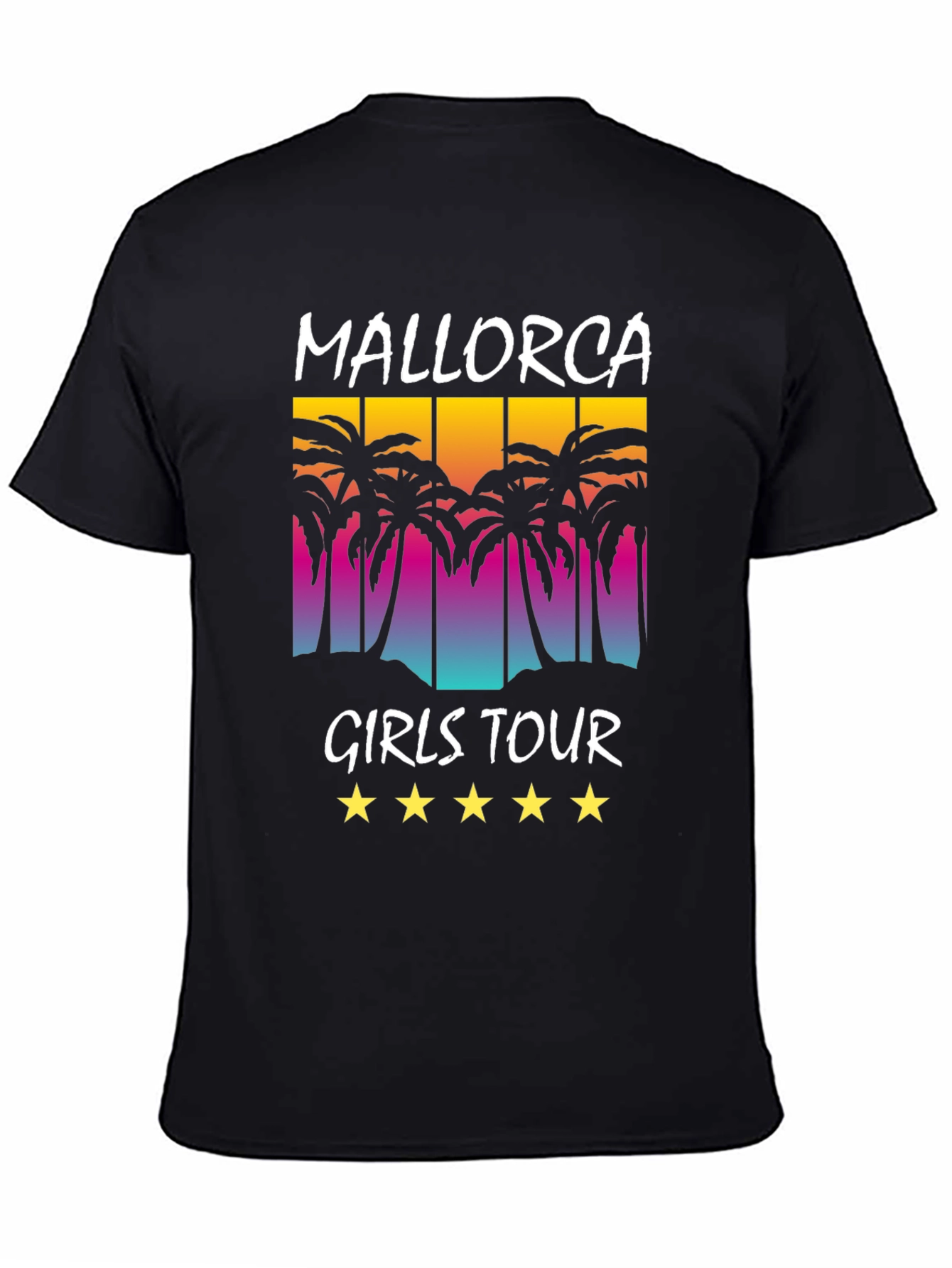 Mallorca Girls Tour Black T-Shirt Palm Tree Design